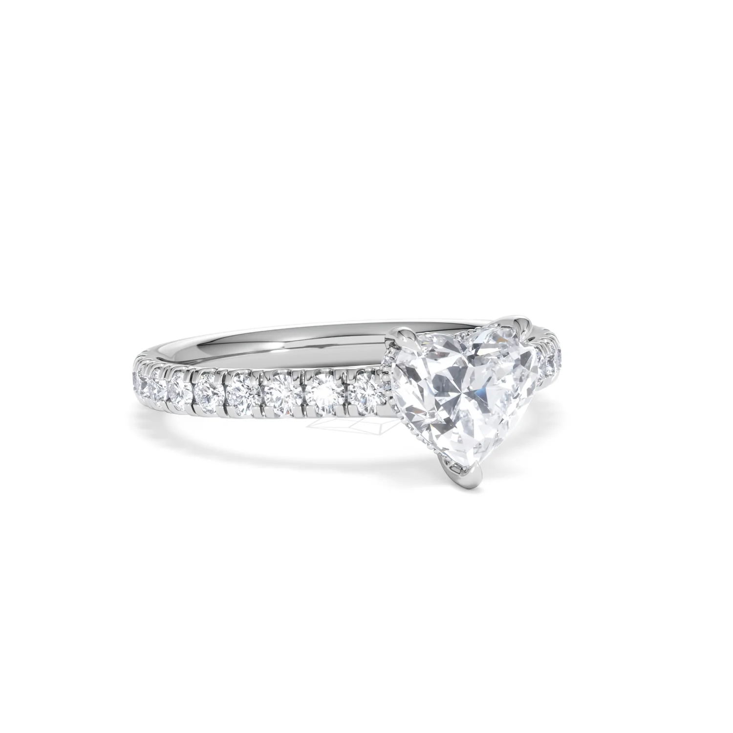 Amora Heart 1.47ct Hidden Halo Lab Diamond Engagement Ring With Side Stones Set in 18K White Gold - Image 13