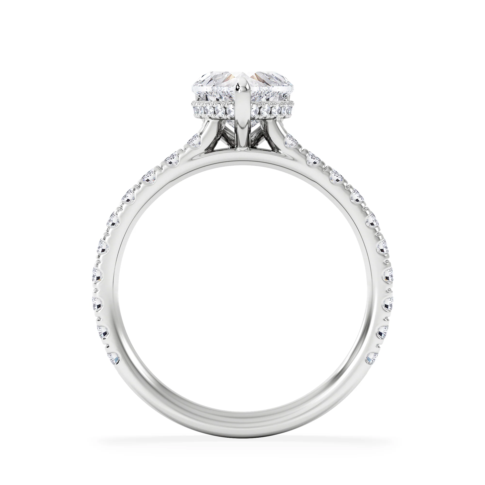 Amora Heart 1.47ct Hidden Halo Lab Diamond Engagement Ring With Side Stones Set in 18K White Gold - Image 3