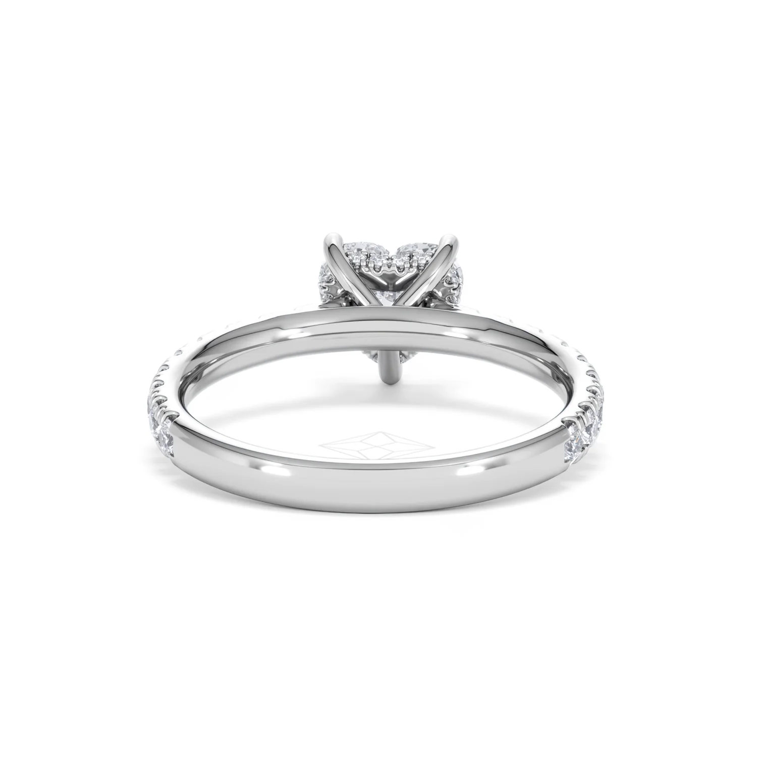 Amora Heart 1.47ct Hidden Halo Lab Diamond Engagement Ring With Side Stones Set in 18K White Gold - Image 47