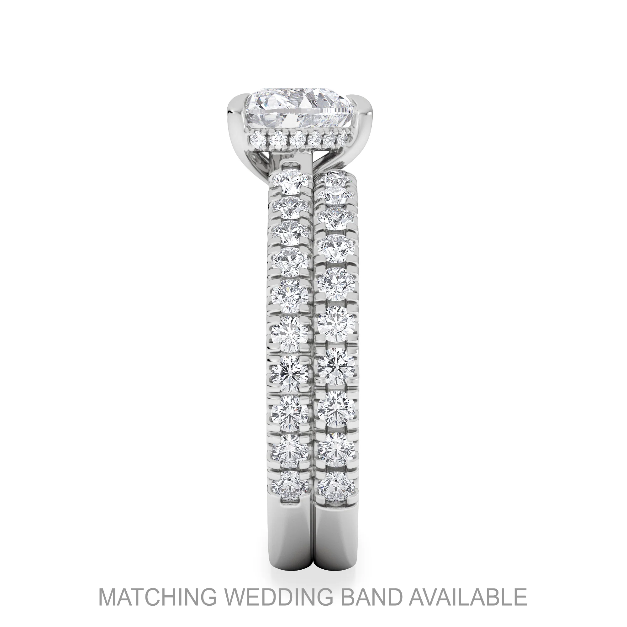 Amora Heart 1.47ct Hidden Halo Lab Diamond Engagement Ring With Side Stones Set in 18K White Gold - Image 5