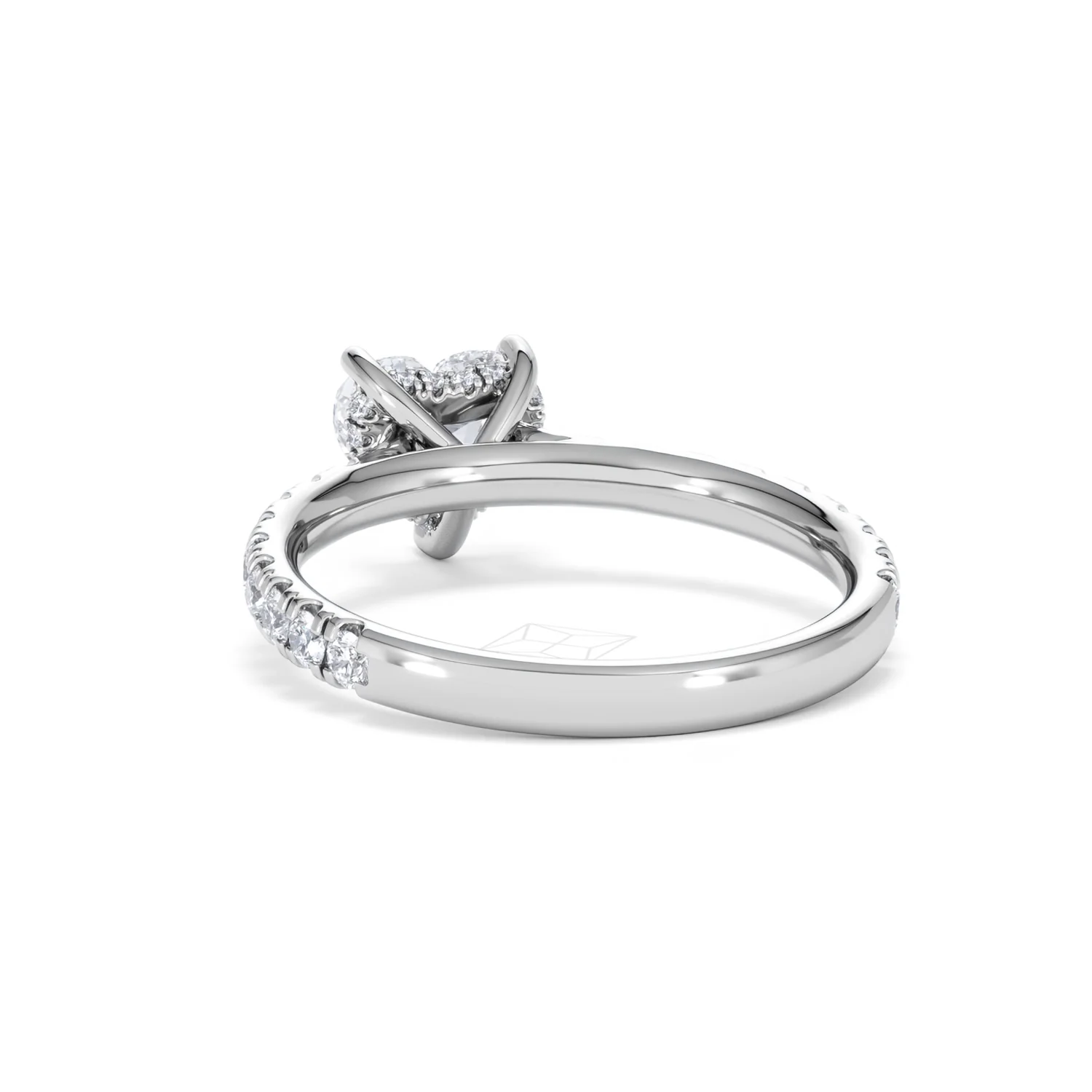Amora Heart 1.47ct Hidden Halo Lab Diamond Engagement Ring With Side Stones Set in 18K White Gold - Image 52