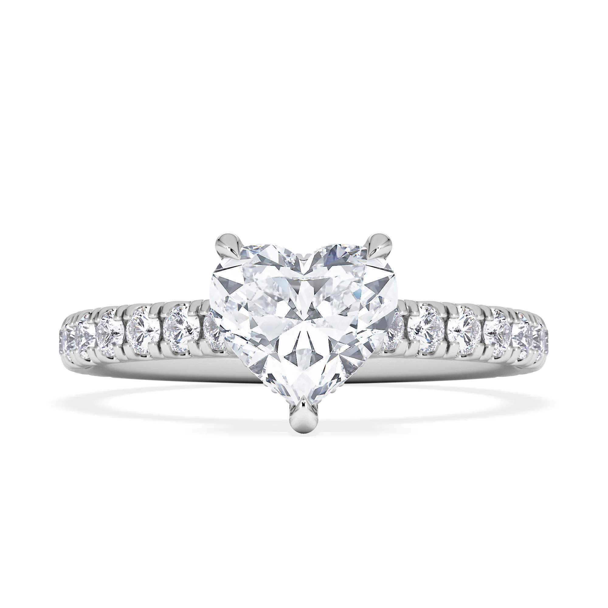Amora Heart 1.47ct Hidden Halo Lab Diamond Engagement Ring With Side Stones Set in 18K White Gold - Image 6