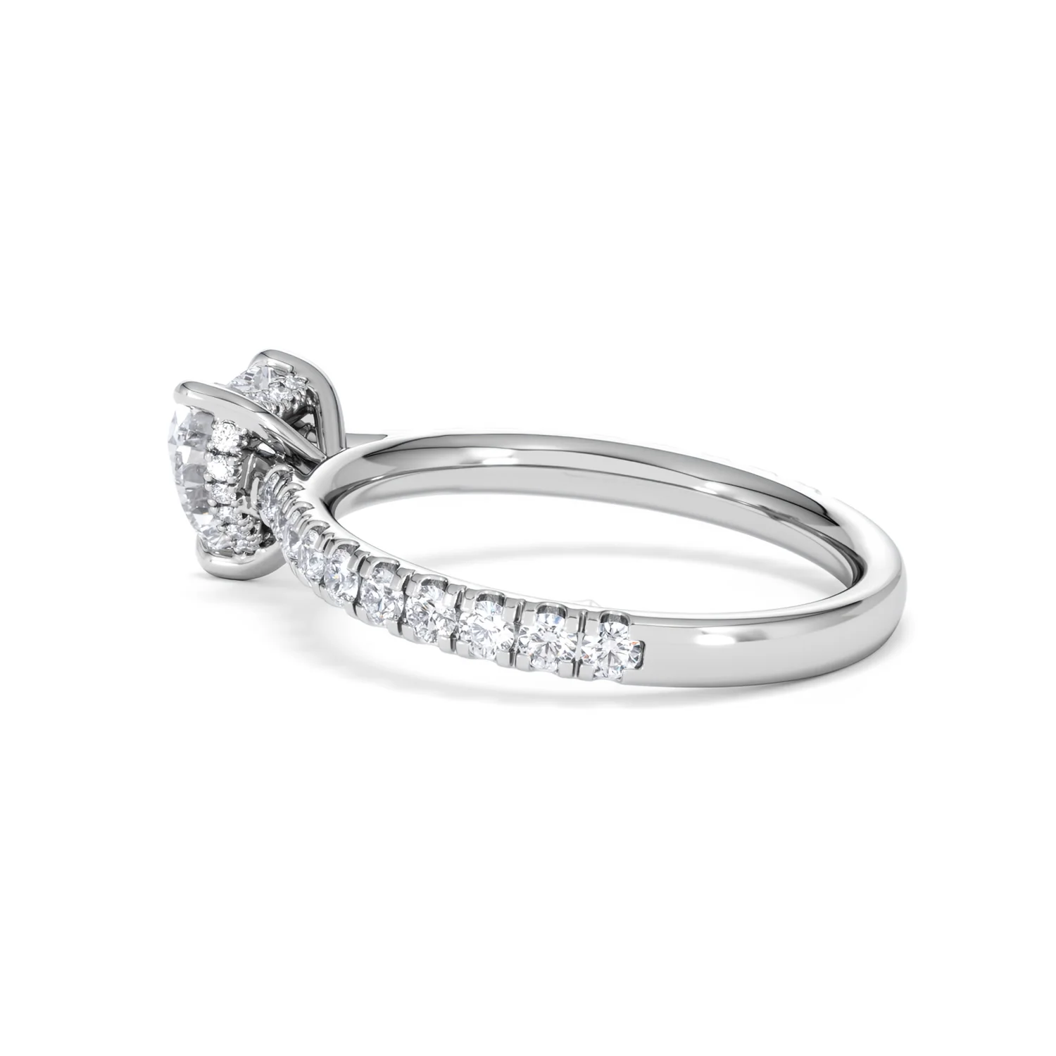 Amora Heart 1.47ct Hidden Halo Lab Diamond Engagement Ring With Side Stones Set in 18K White Gold - Image 62