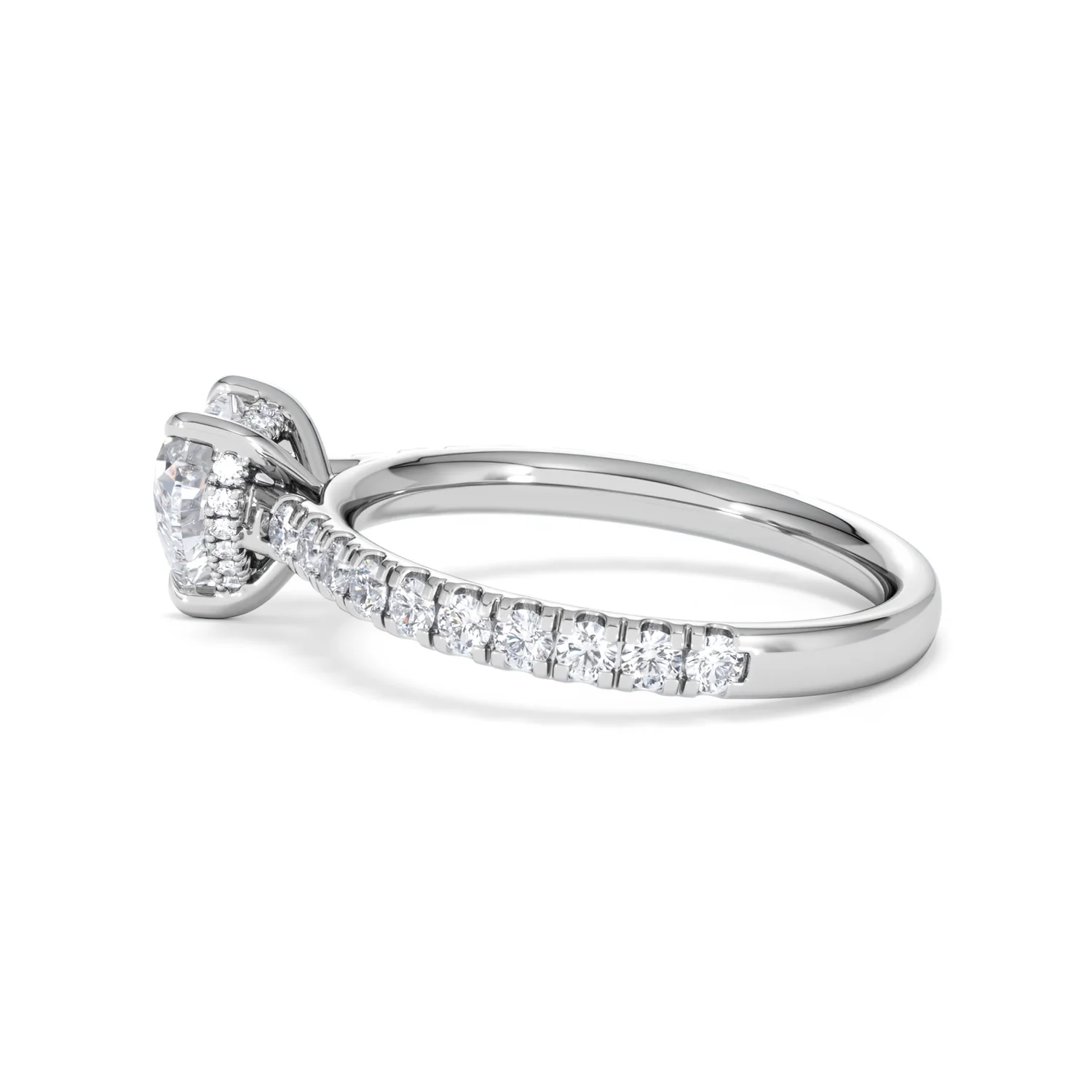 Amora Heart 1.47ct Hidden Halo Lab Diamond Engagement Ring With Side Stones Set in 18K White Gold - Image 65