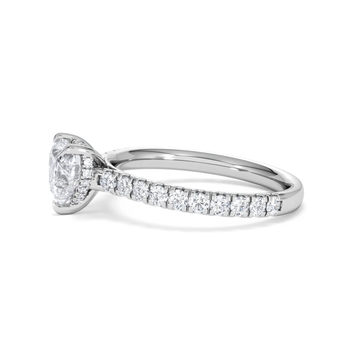 Amora Heart 1.47ct Hidden Halo Lab Diamond Engagement Ring With Side Stones Set in 18K White Gold - Image 71
