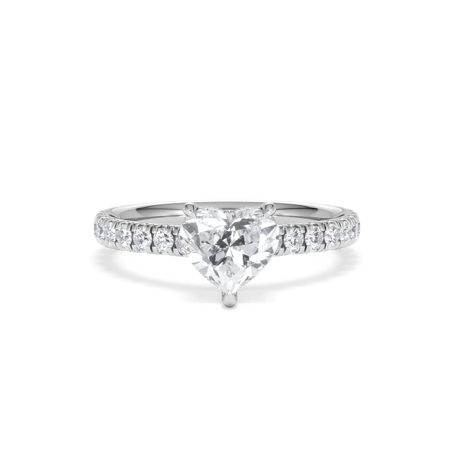 Amora Heart 1.47ct Hidden Halo Lab Diamond Engagement Ring With Side Stones Set in 18K White Gold - Image 8