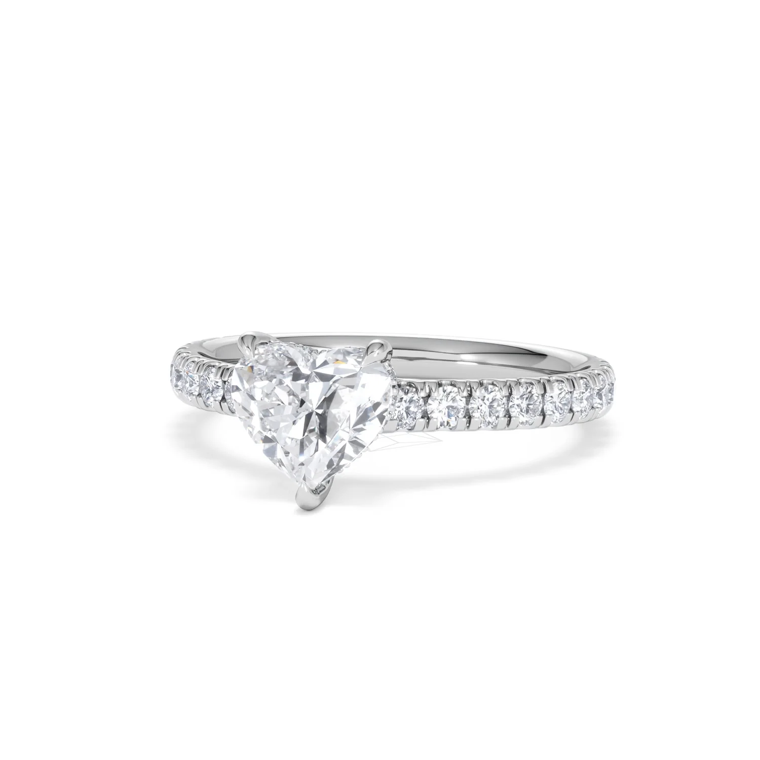 Amora Heart 1.47ct Hidden Halo Lab Diamond Engagement Ring With Side Stones Set in 18K White Gold - Image 84