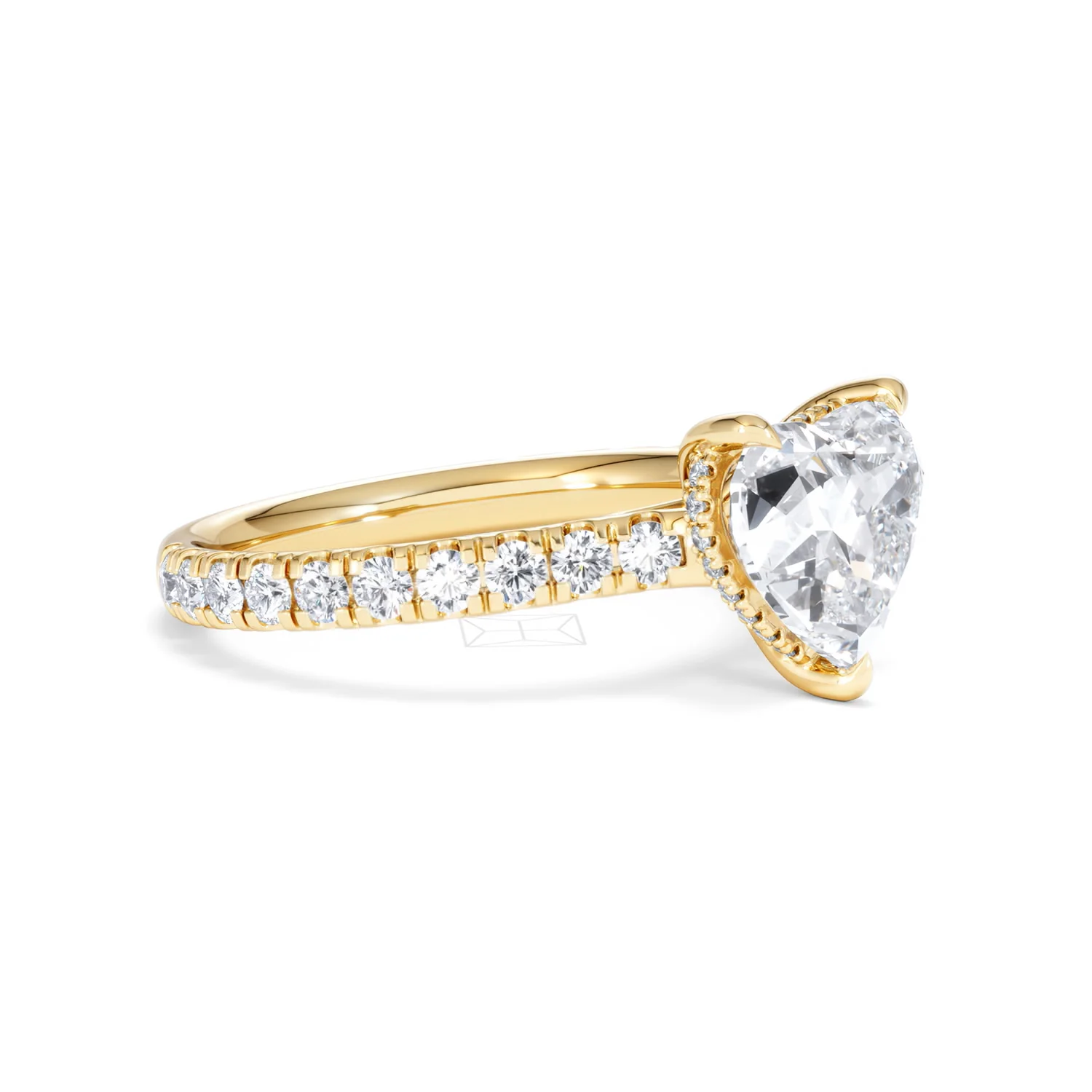 Amora Heart 2.55ct Hidden Halo Lab Diamond Engagement Ring With Side Stones Set in 18K Gold - Image 19