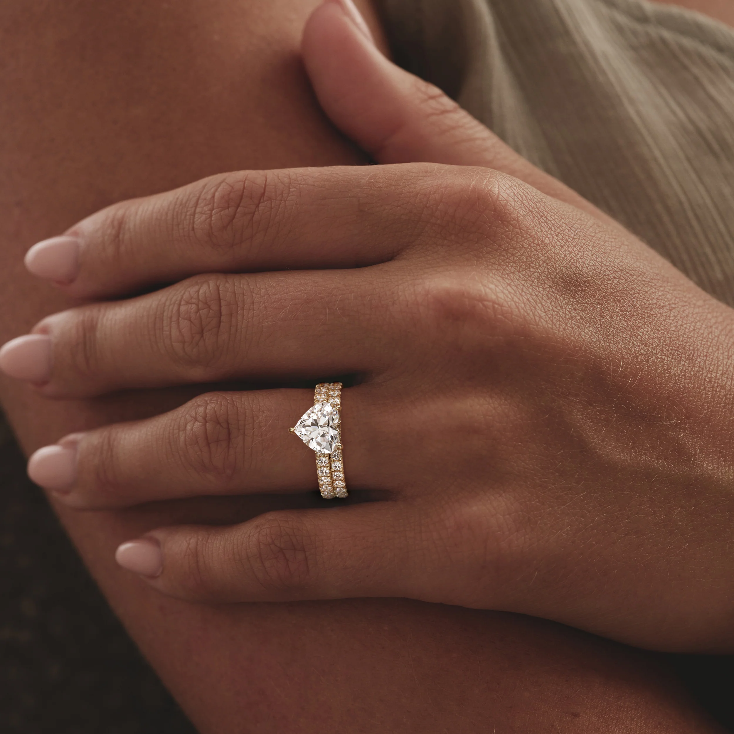 Amora Heart 2.55ct Hidden Halo Lab Diamond Engagement Ring With Side Stones Set in 18K Gold - Image 2