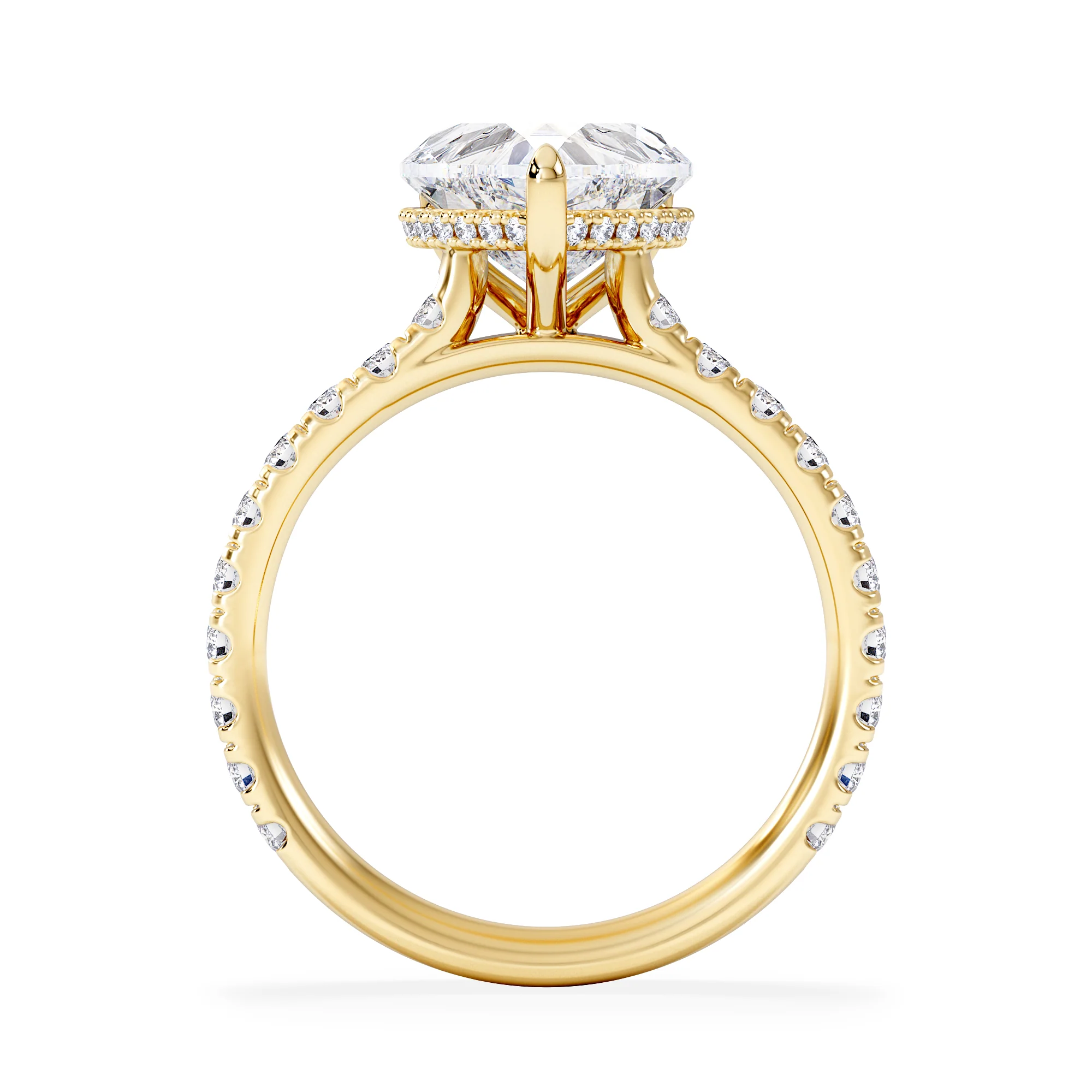 Amora Heart 2.55ct Hidden Halo Lab Diamond Engagement Ring With Side Stones Set in 18K Gold - Image 3