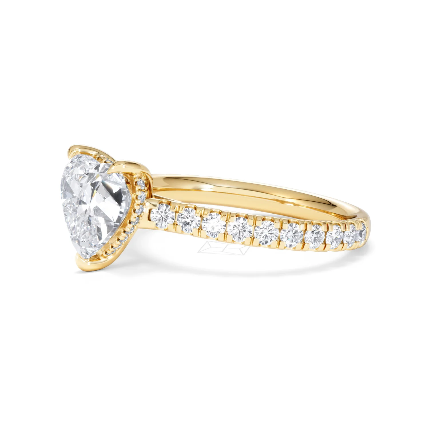 Amora Heart 2.55ct Hidden Halo Lab Diamond Engagement Ring With Side Stones Set in 18K Gold - Image 75