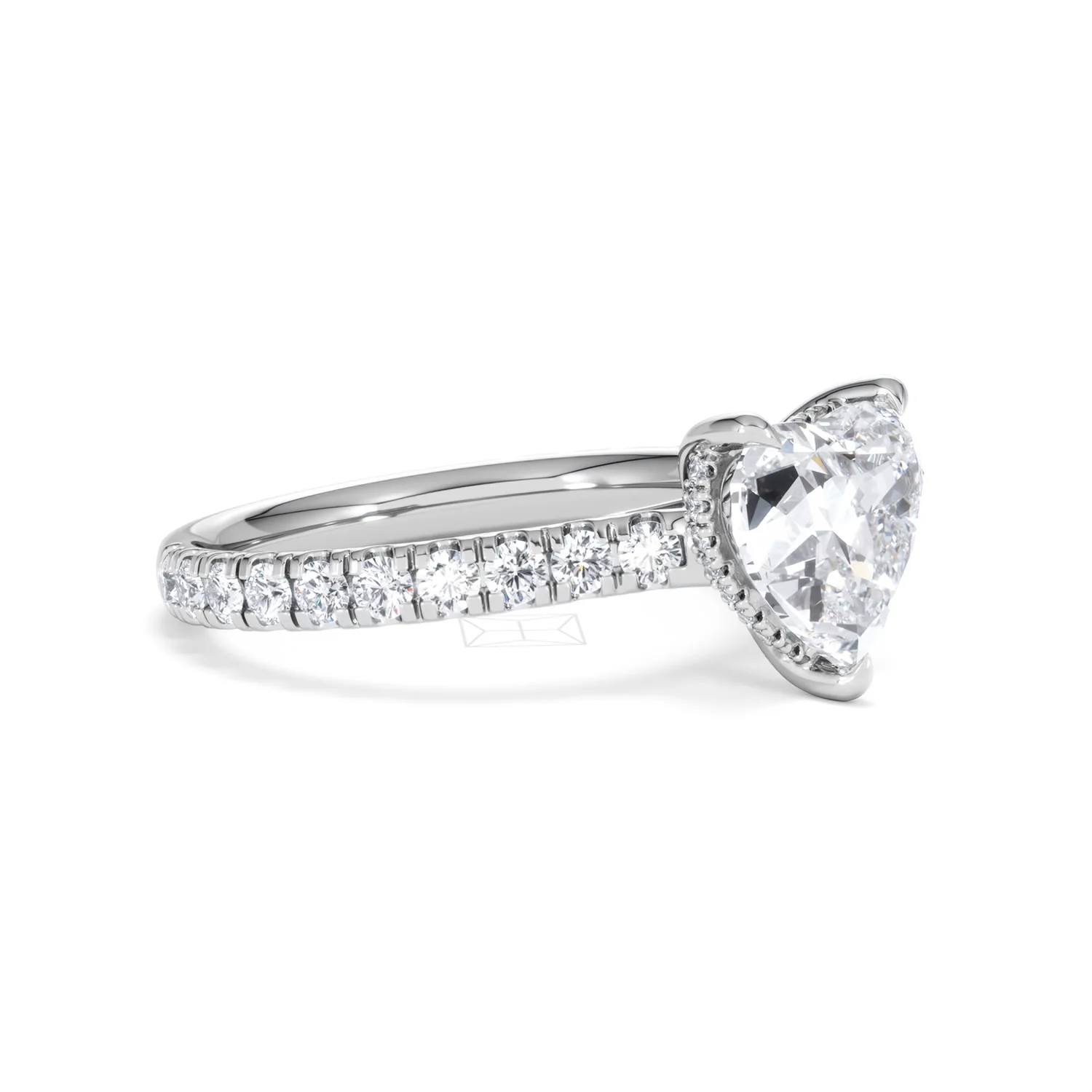 Amora Heart 2.55ct Hidden Halo Lab Diamond Engagement Ring With Side Stones Set in 18K Platinum - Image 19