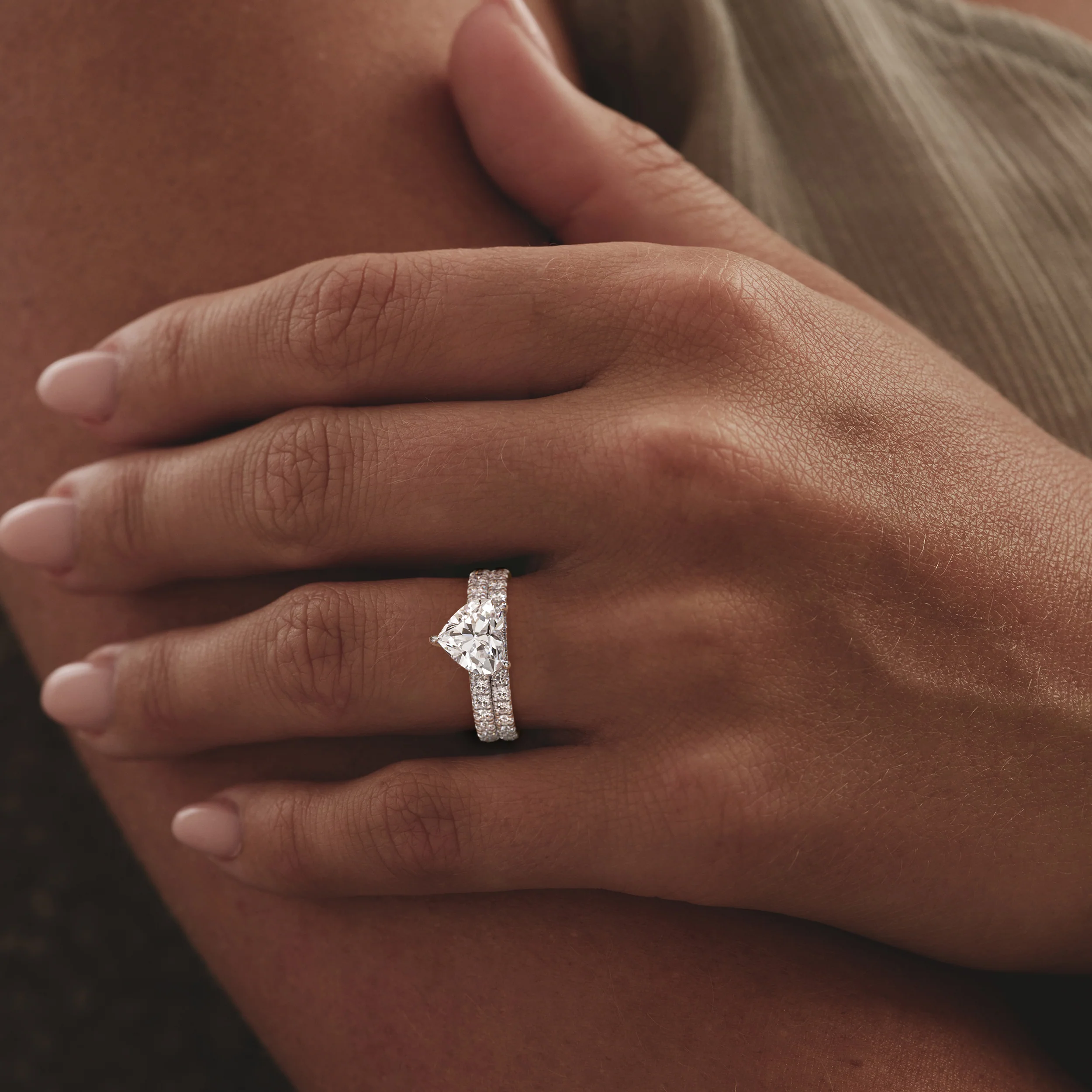 Amora Heart 2.55ct Hidden Halo Lab Diamond Engagement Ring With Side Stones Set in 18K Platinum - Image 2