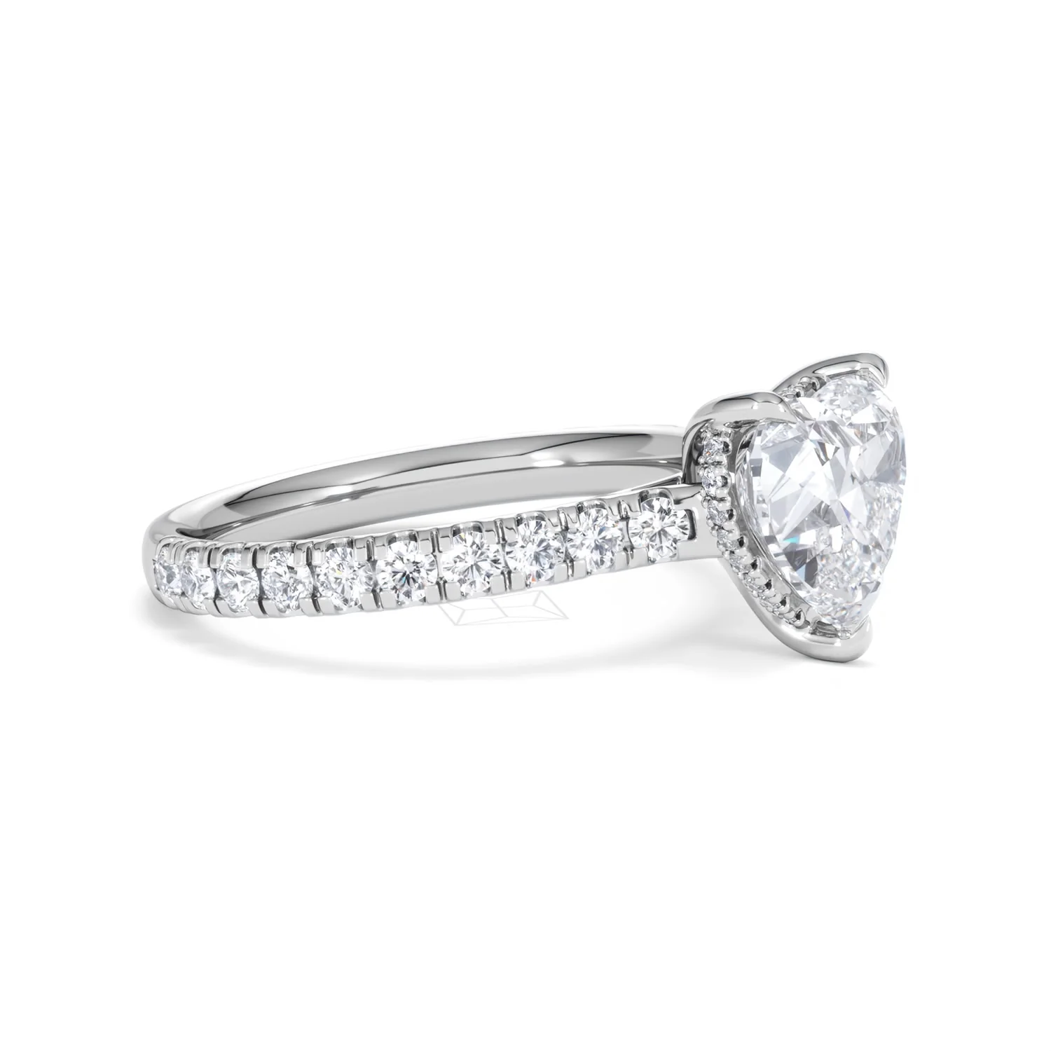 Amora Heart 2.55ct Hidden Halo Lab Diamond Engagement Ring With Side Stones Set in 18K Platinum - Image 21