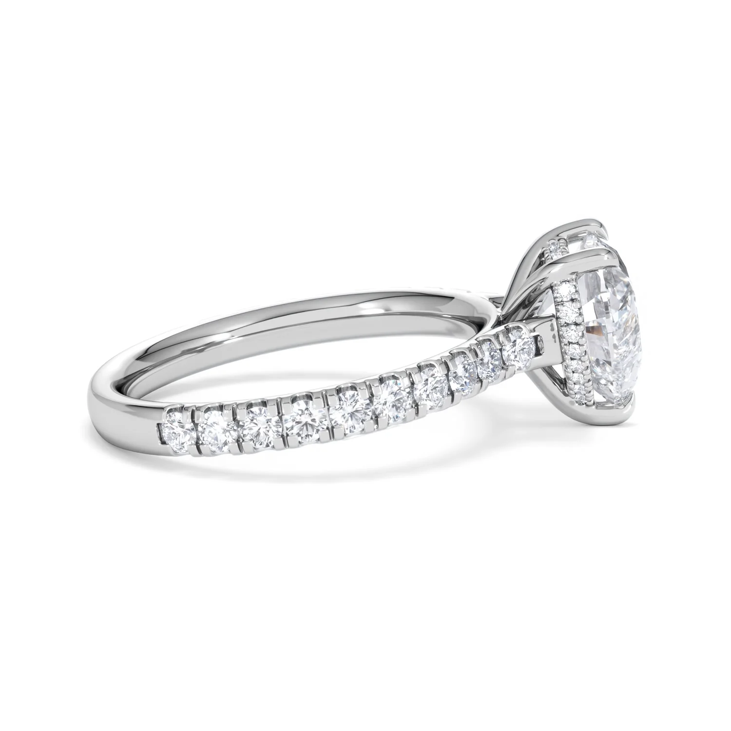 Amora Heart 2.55ct Hidden Halo Lab Diamond Engagement Ring With Side Stones Set in 18K Platinum - Image 28