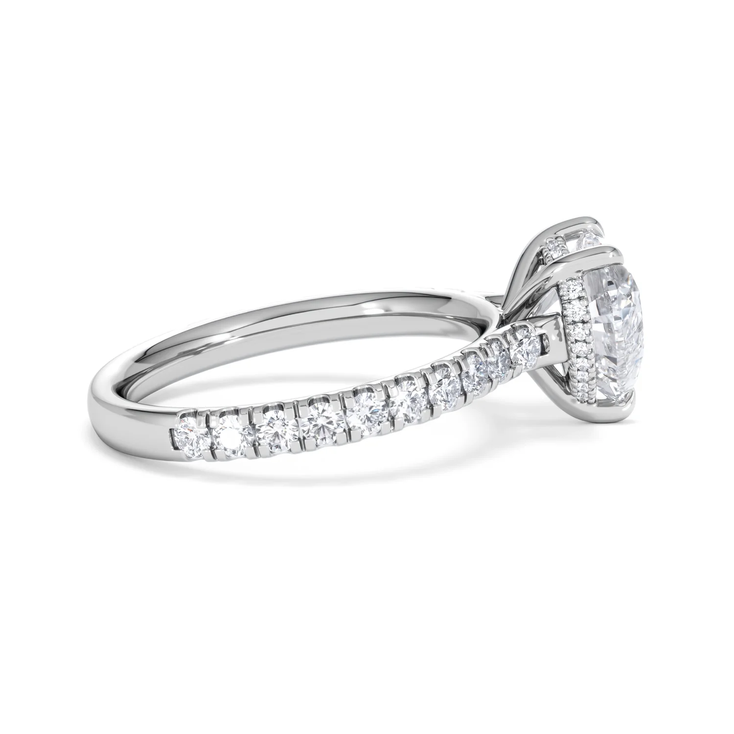 Amora Heart 2.55ct Hidden Halo Lab Diamond Engagement Ring With Side Stones Set in 18K Platinum - Image 29