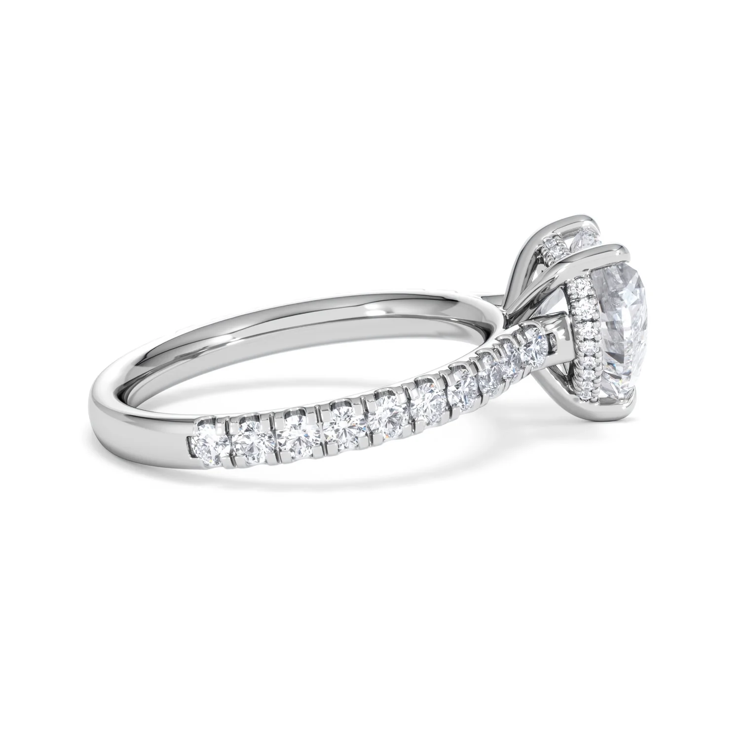 Amora Heart 2.55ct Hidden Halo Lab Diamond Engagement Ring With Side Stones Set in 18K Platinum - Image 30