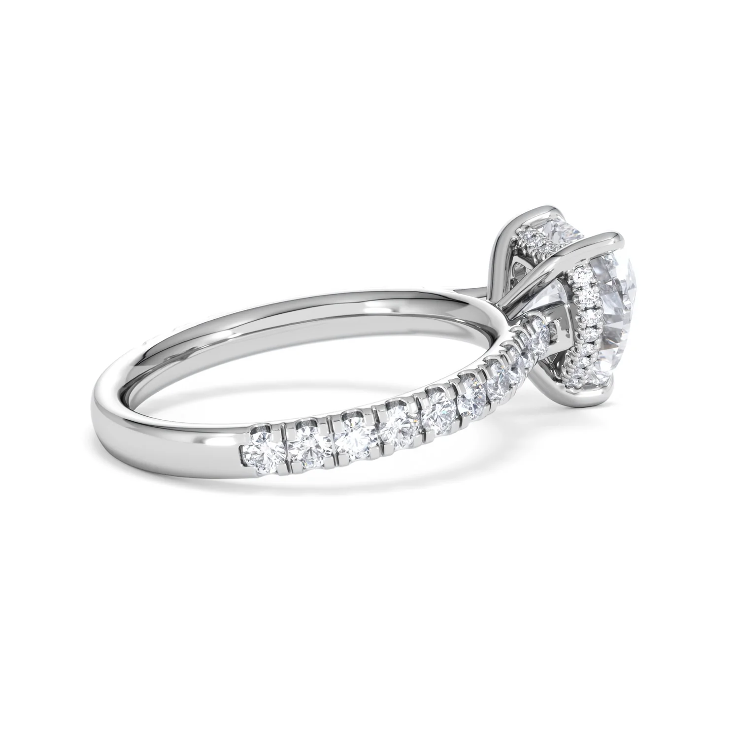 Amora Heart 2.55ct Hidden Halo Lab Diamond Engagement Ring With Side Stones Set in 18K Platinum - Image 33