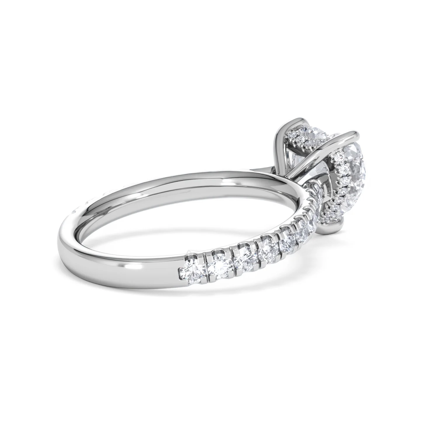 Amora Heart 2.55ct Hidden Halo Lab Diamond Engagement Ring With Side Stones Set in 18K Platinum - Image 36
