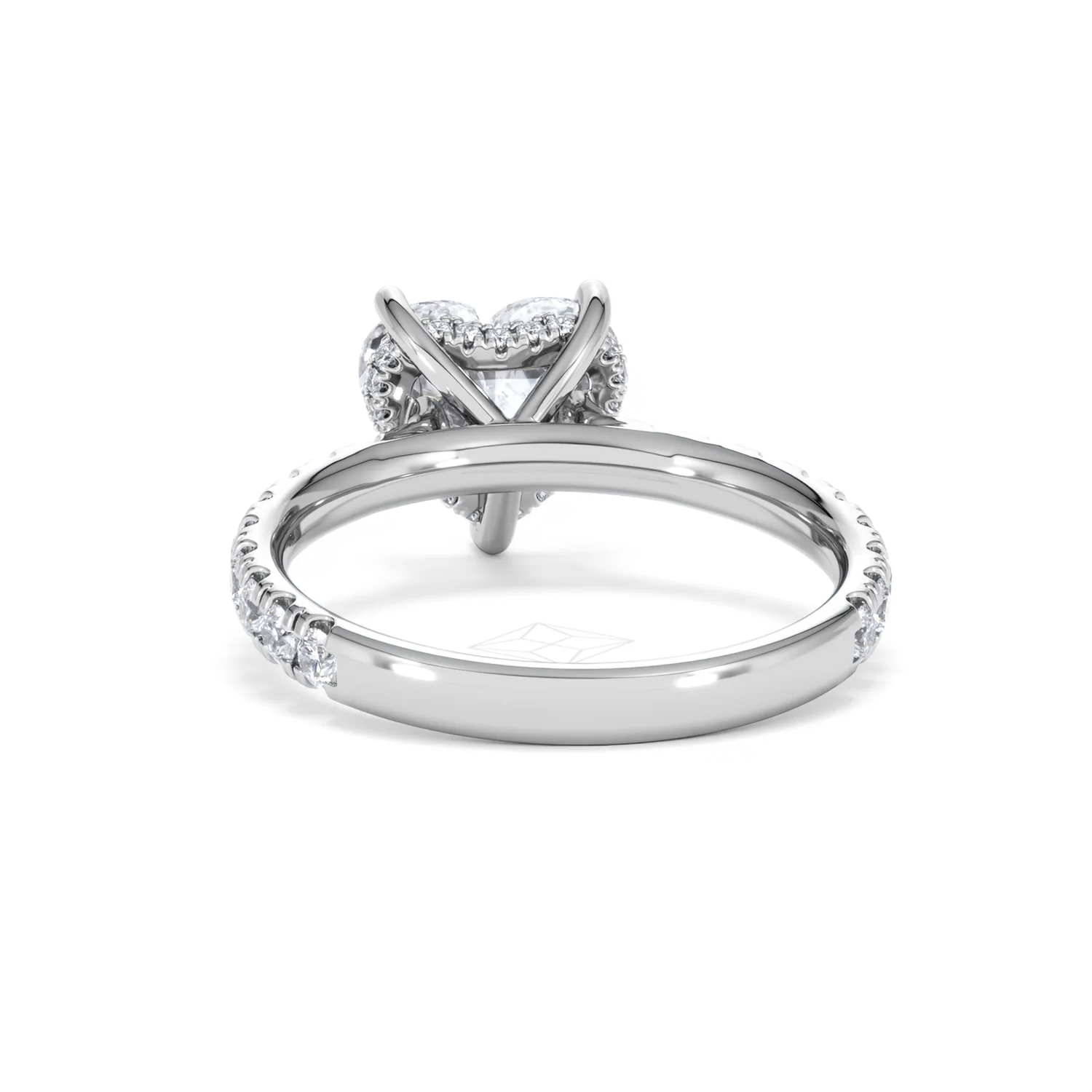 Amora Heart 2.55ct Hidden Halo Lab Diamond Engagement Ring With Side Stones Set in 18K Platinum - Image 50