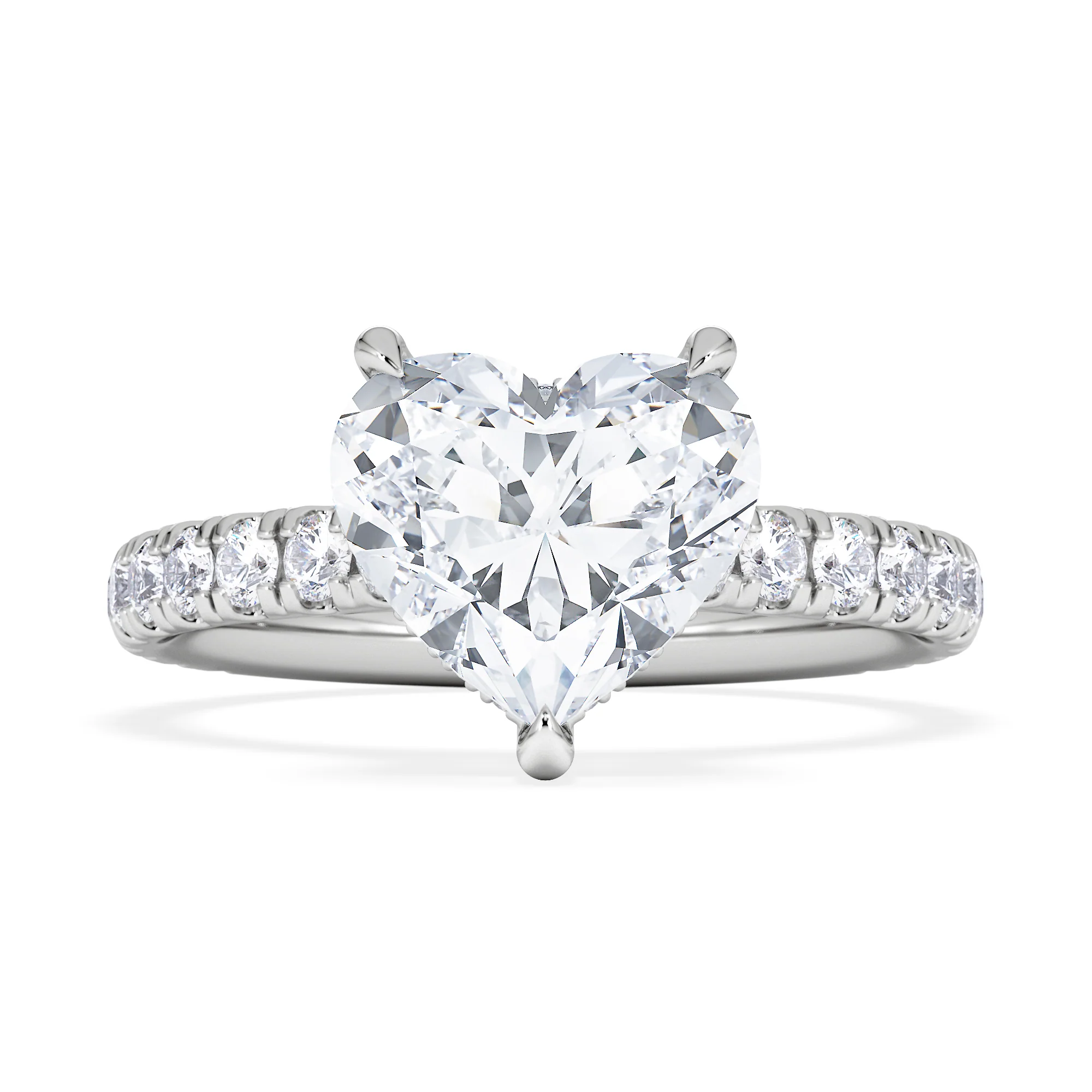 Amora Heart 2.55ct Hidden Halo Lab Diamond Engagement Ring With Side Stones Set in 18K Platinum - Image 6