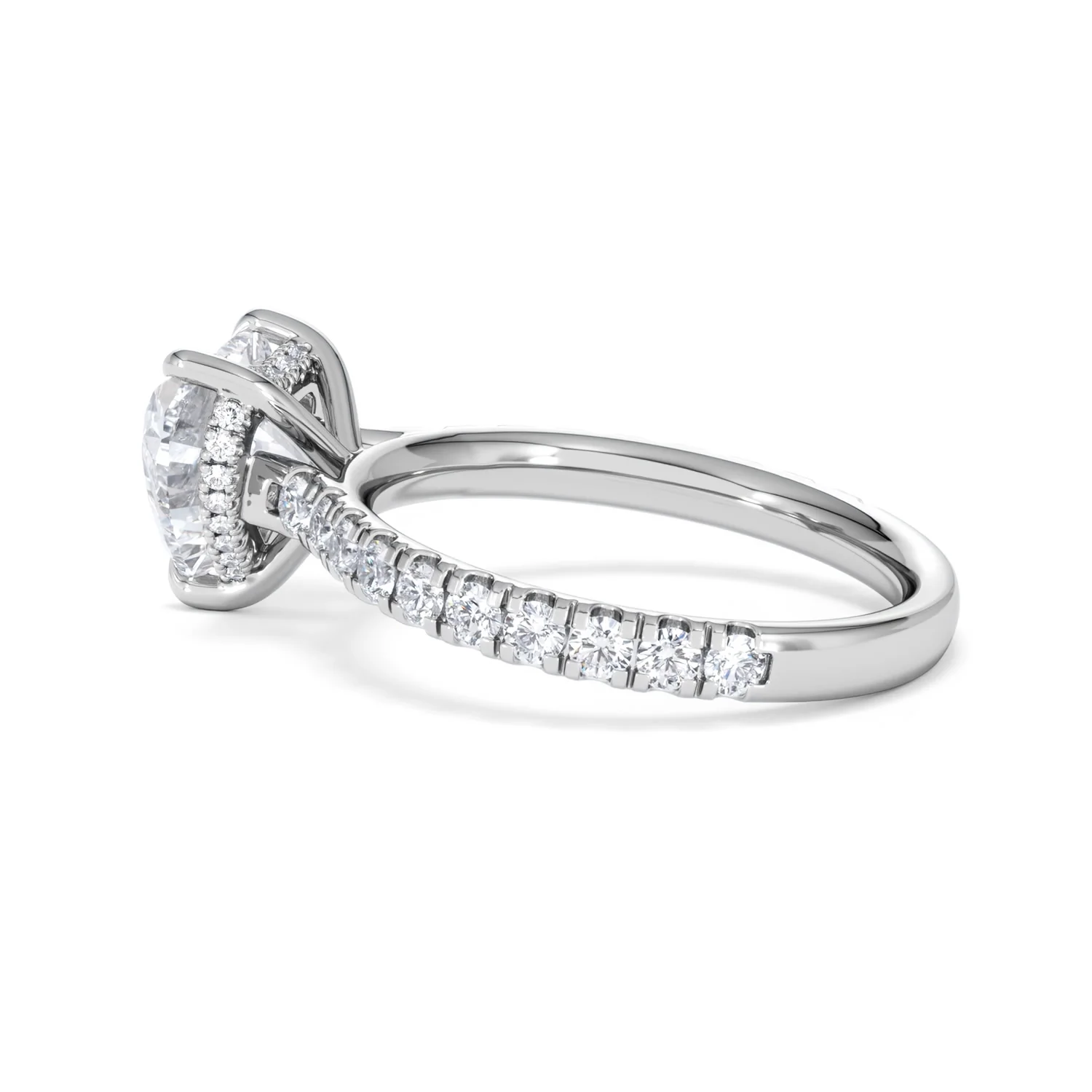 Amora Heart 2.55ct Hidden Halo Lab Diamond Engagement Ring With Side Stones Set in 18K Platinum - Image 64