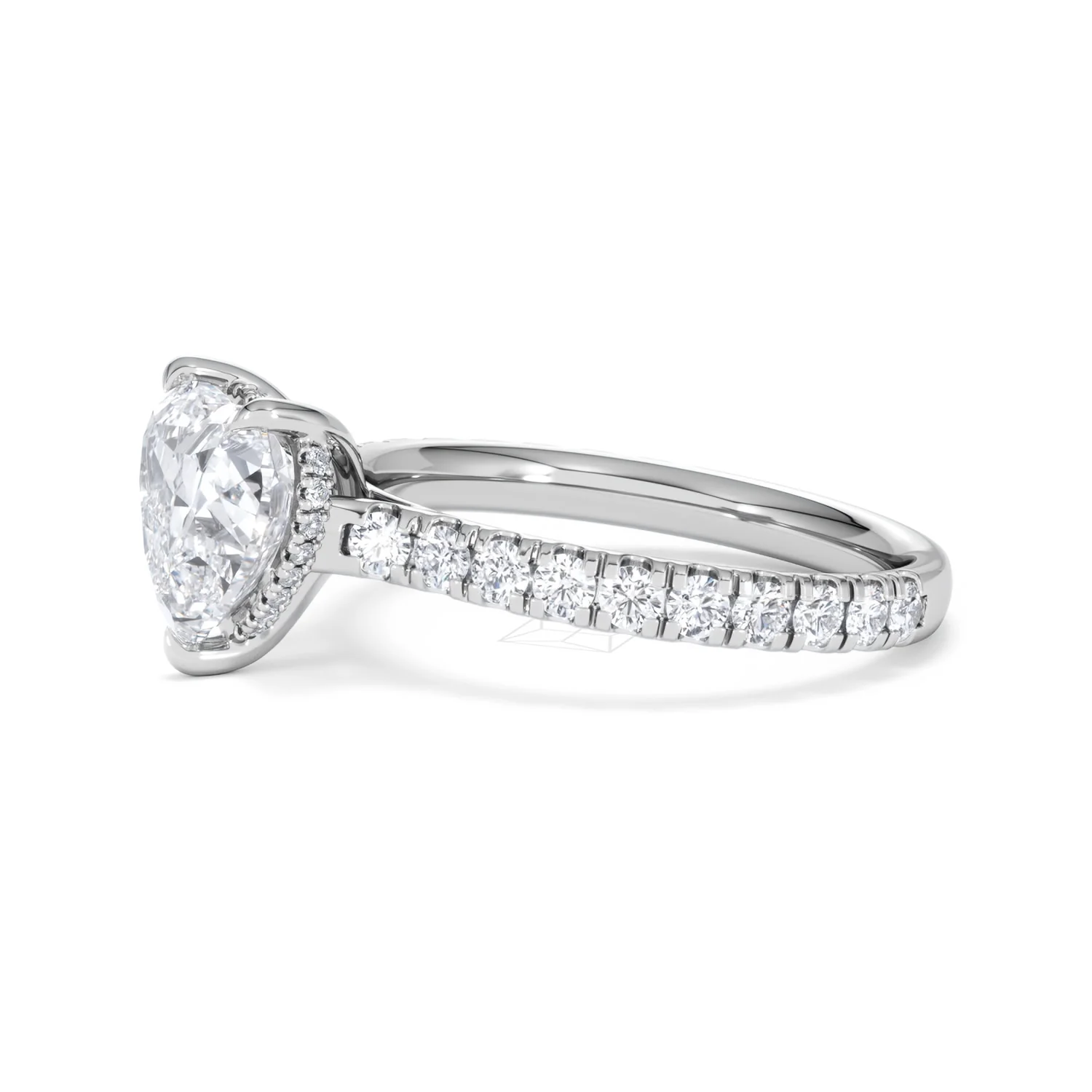 Amora Heart 2.55ct Hidden Halo Lab Diamond Engagement Ring With Side Stones Set in 18K Platinum - Image 73