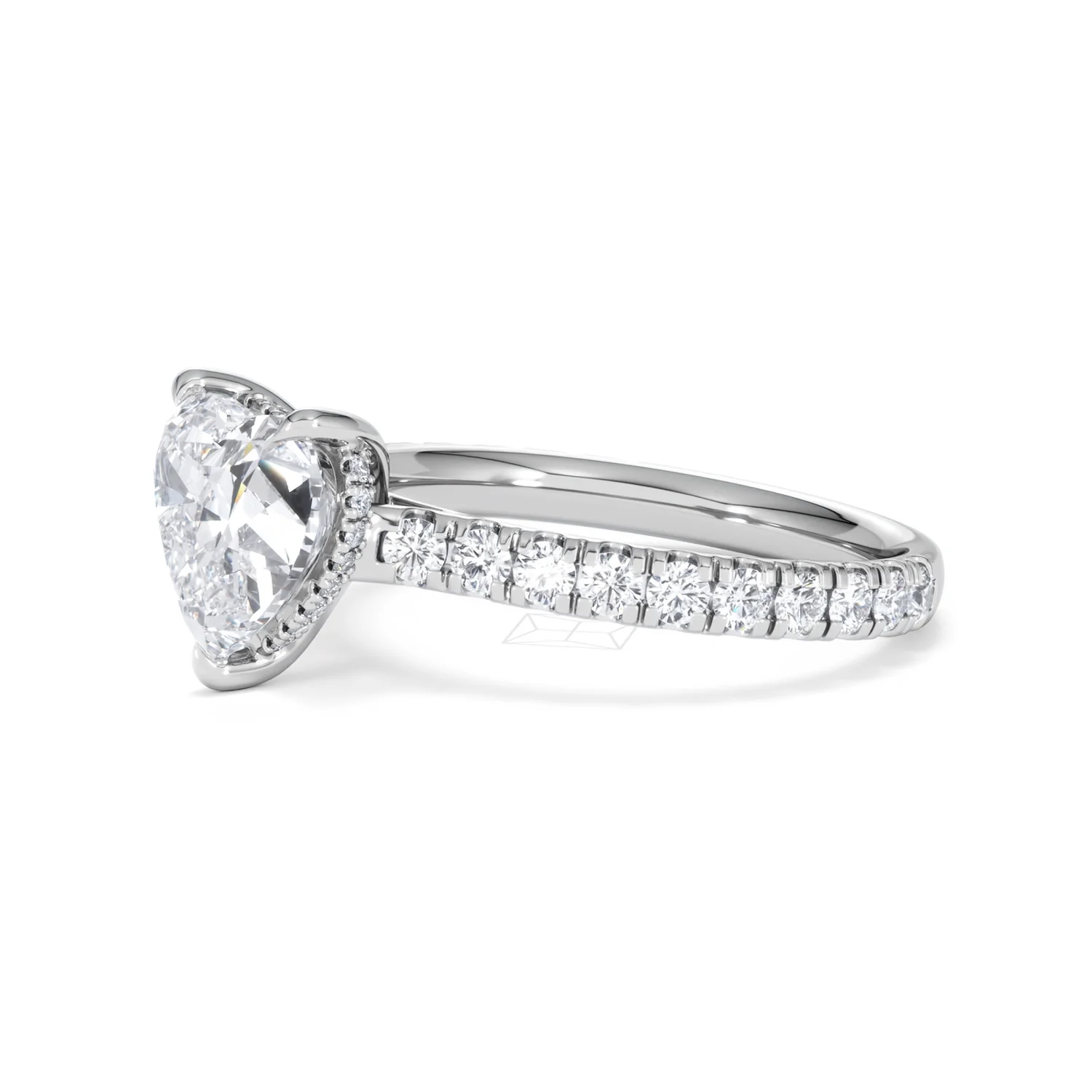 Amora Heart 2.55ct Hidden Halo Lab Diamond Engagement Ring With Side Stones Set in 18K Platinum - Image 75