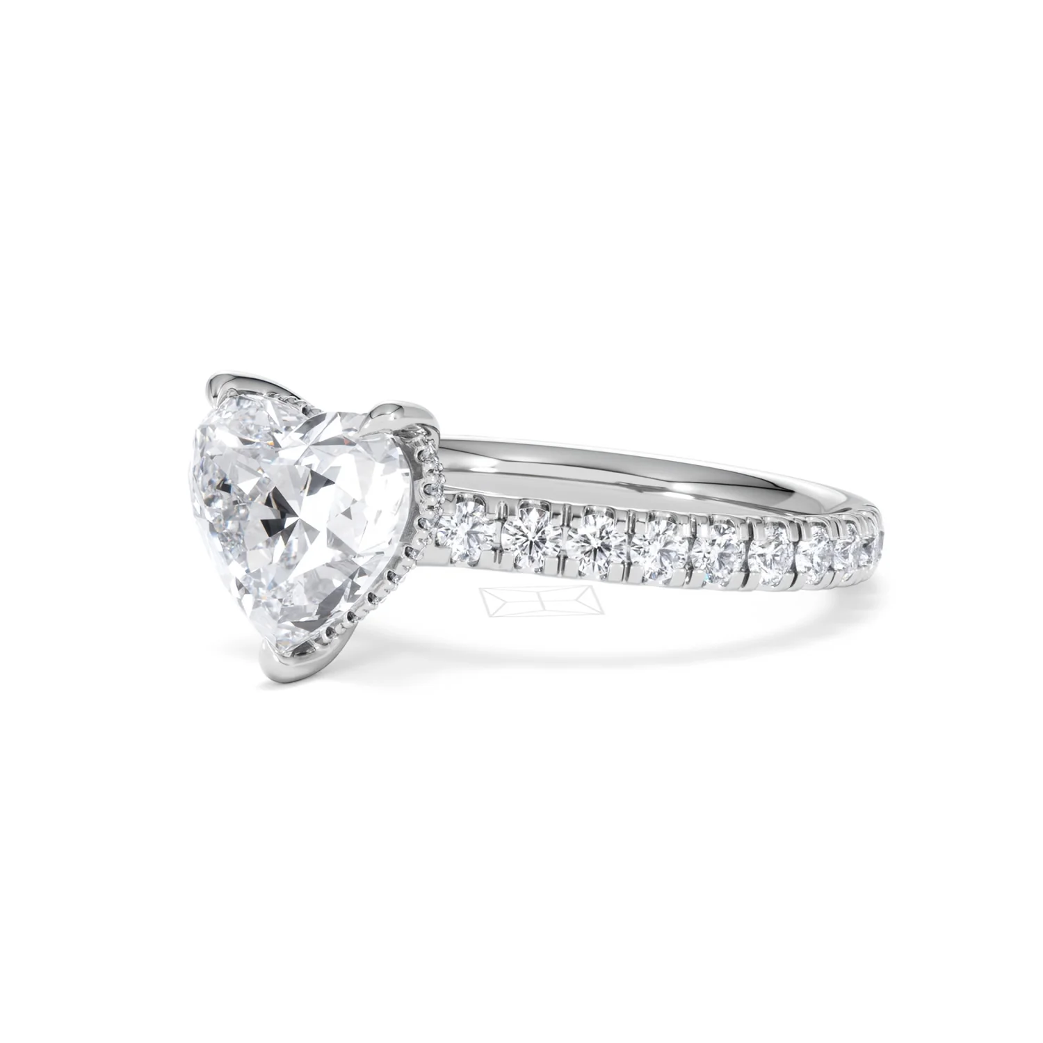 Amora Heart 2.55ct Hidden Halo Lab Diamond Engagement Ring With Side Stones Set in 18K Platinum - Image 79