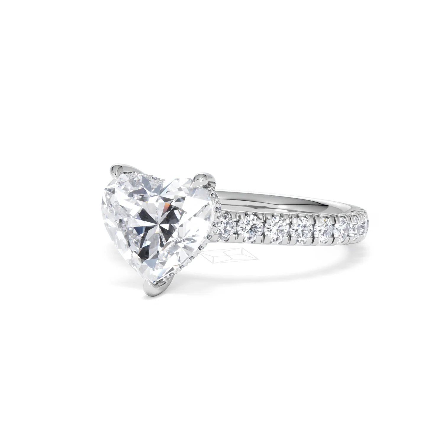 Amora Heart 2.55ct Hidden Halo Lab Diamond Engagement Ring With Side Stones Set in 18K Platinum - Image 82