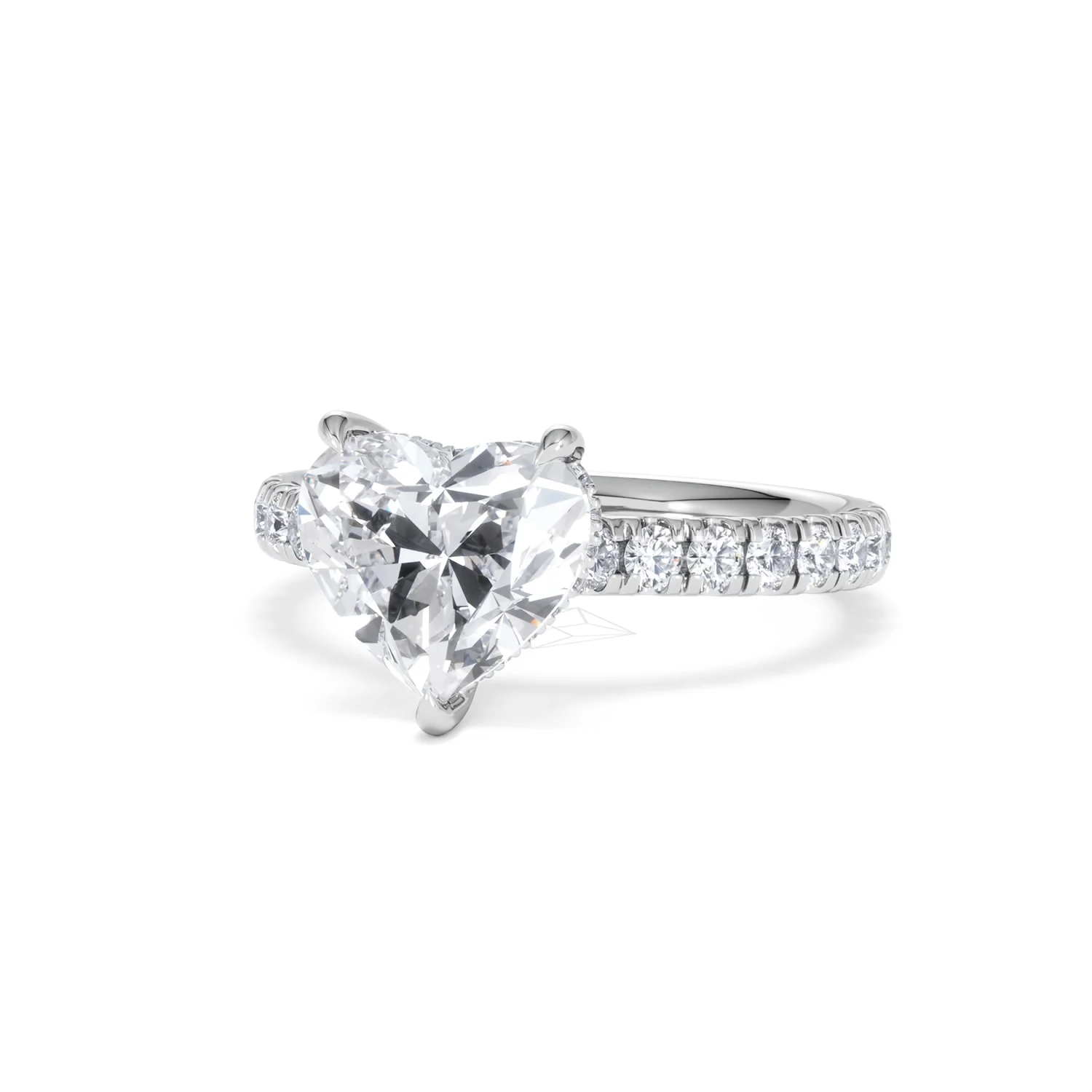 Amora Heart 2.55ct Hidden Halo Lab Diamond Engagement Ring With Side Stones Set in 18K Platinum - Image 84