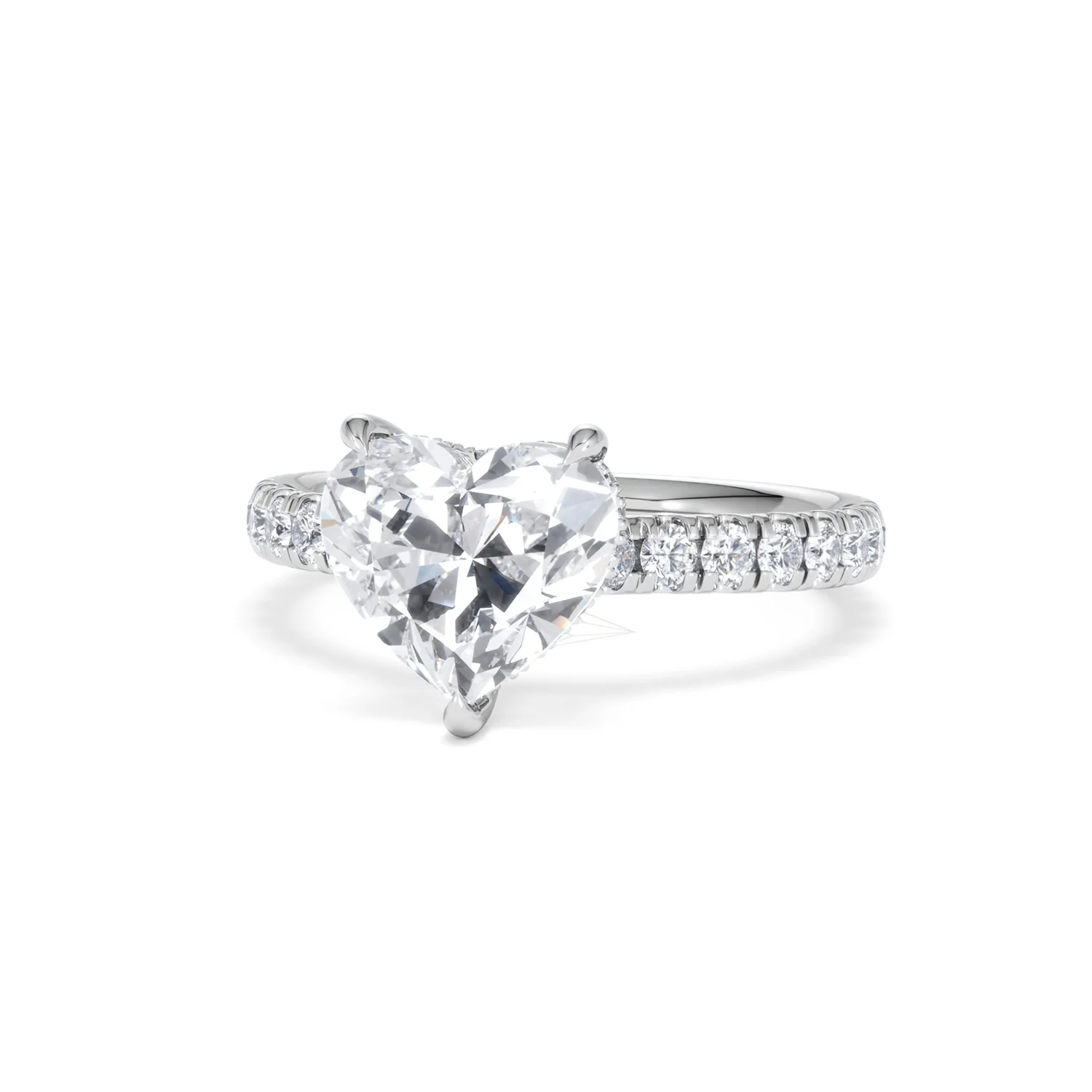 Amora Heart 2.55ct Hidden Halo Lab Diamond Engagement Ring With Side Stones Set in 18K Platinum - Image 85