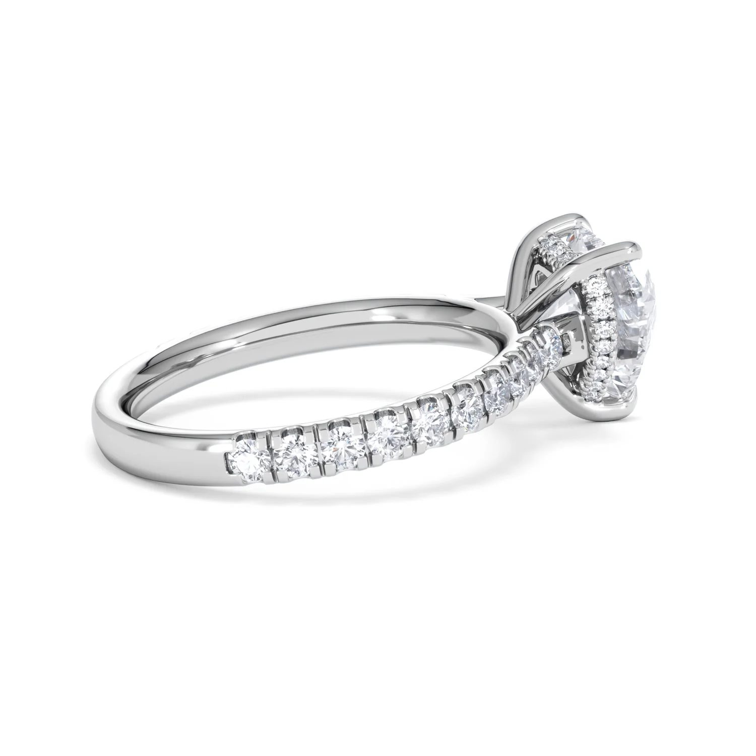 Amora Heart 2.55ct Hidden Halo Lab Diamond Engagement Ring With Side Stones Set in 18K White Gold - Image 32