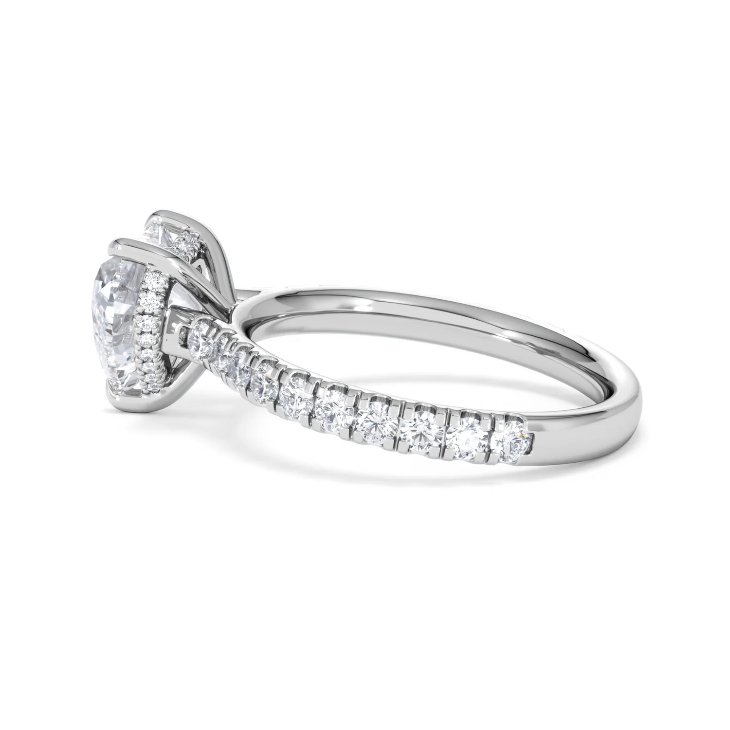 Amora Heart 2.55ct Hidden Halo Lab Diamond Engagement Ring With Side Stones Set in 18K White Gold - Image 65