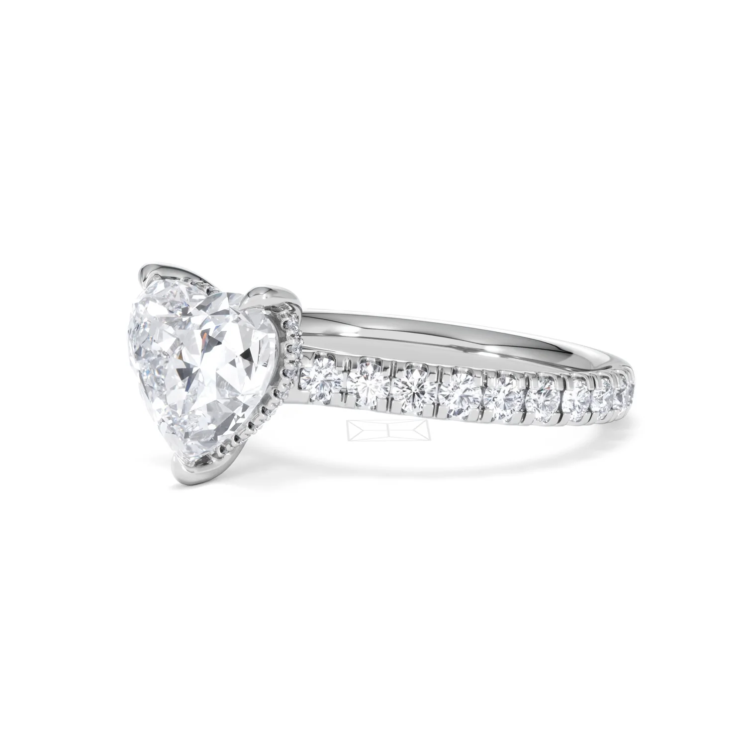 Amora Heart 2.55ct Hidden Halo Lab Diamond Engagement Ring With Side Stones Set in 18K White Gold - Image 78