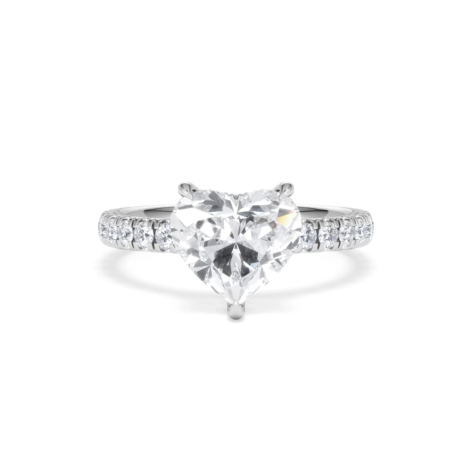 Amora Heart 2.55ct Hidden Halo Lab Diamond Engagement Ring With Side Stones Set in 18K White Gold - Image 8
