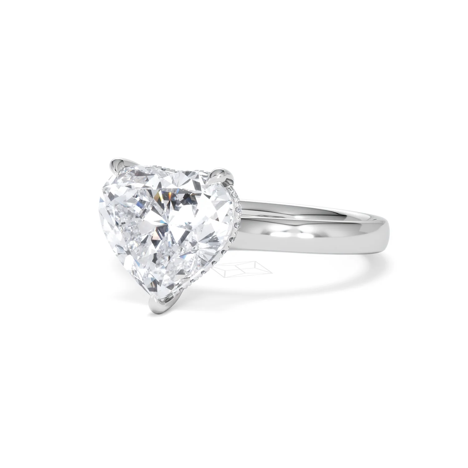 Amora Heart 3.11ct Hidden Halo Lab Diamond Engagement Ring G/VS Set in 18K White Gold - Image 82