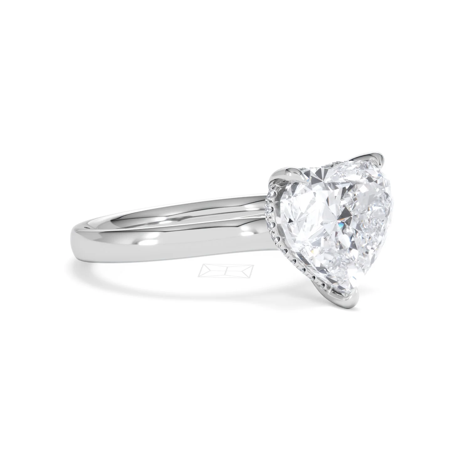 Amora Heart 3.11ct Hidden Halo Lab Diamond Engagement Ring G/VS Set in Platinum - Image 17