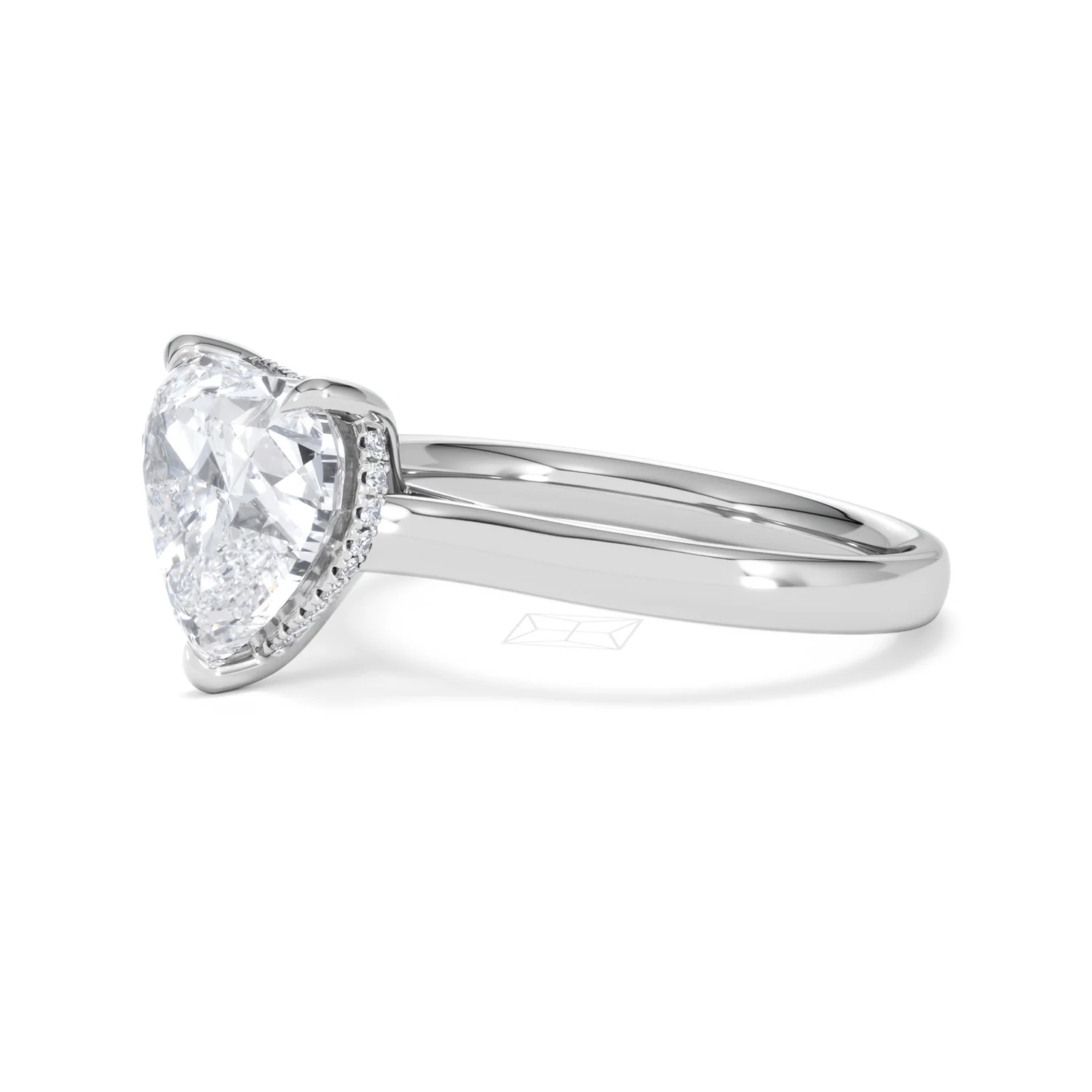 Amora Heart 3.11ct Hidden Halo Lab Diamond Engagement Ring G/VS Set in Platinum - Image 75