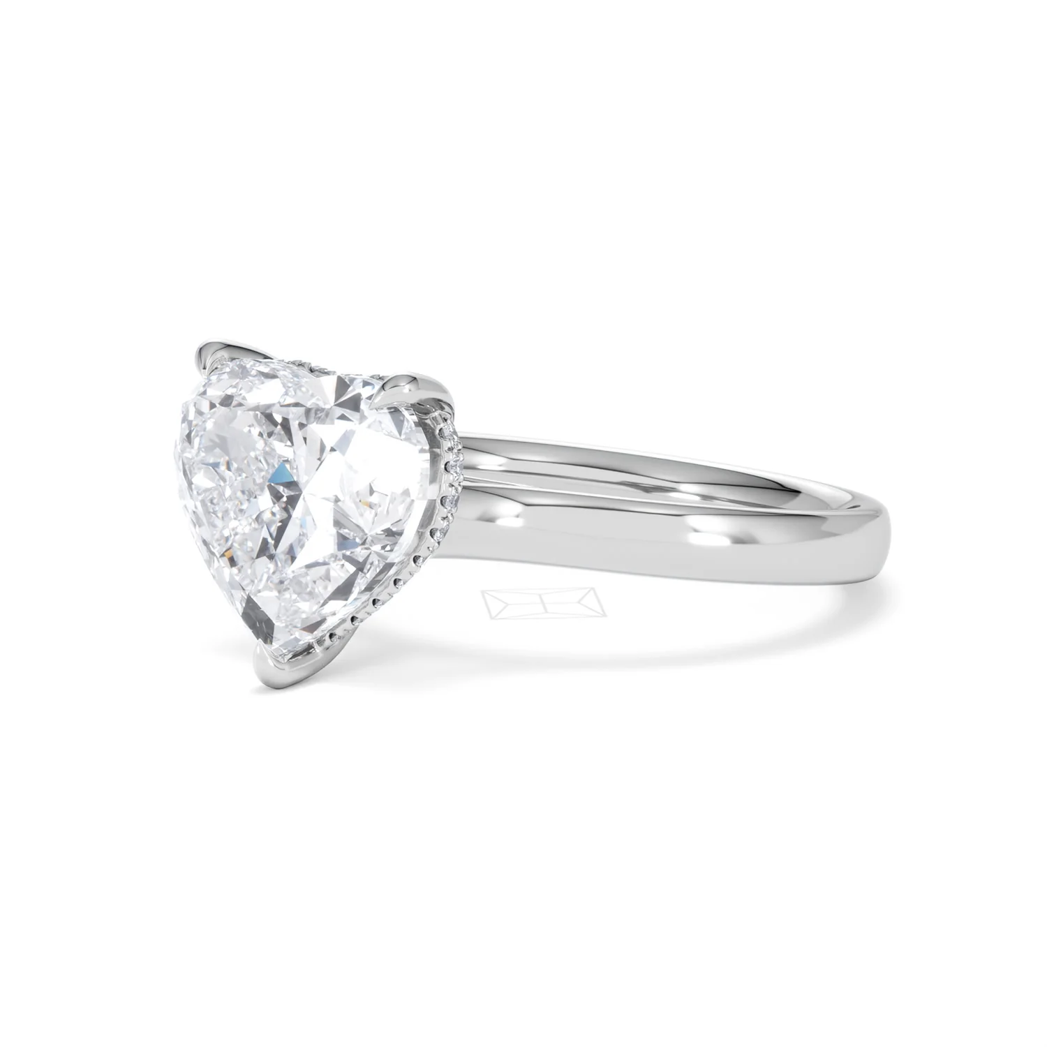 Amora Heart 3.11ct Hidden Halo Lab Diamond Engagement Ring G/VS Set in Platinum - Image 79