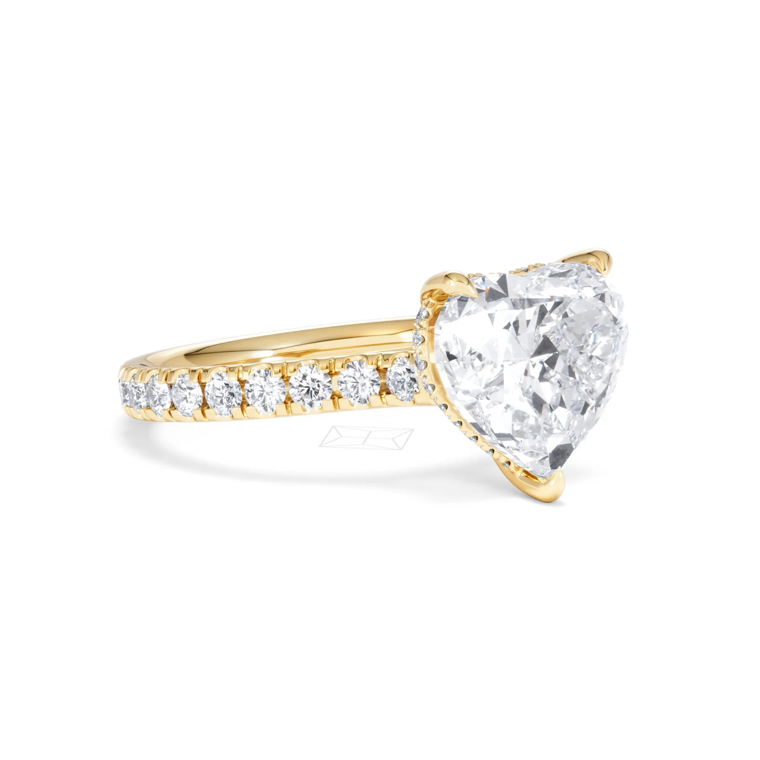 Amora Heart 3.36ct Hidden Halo Lab Diamond Engagement Ring With Side Stones Set in 18K Gold - Image 16