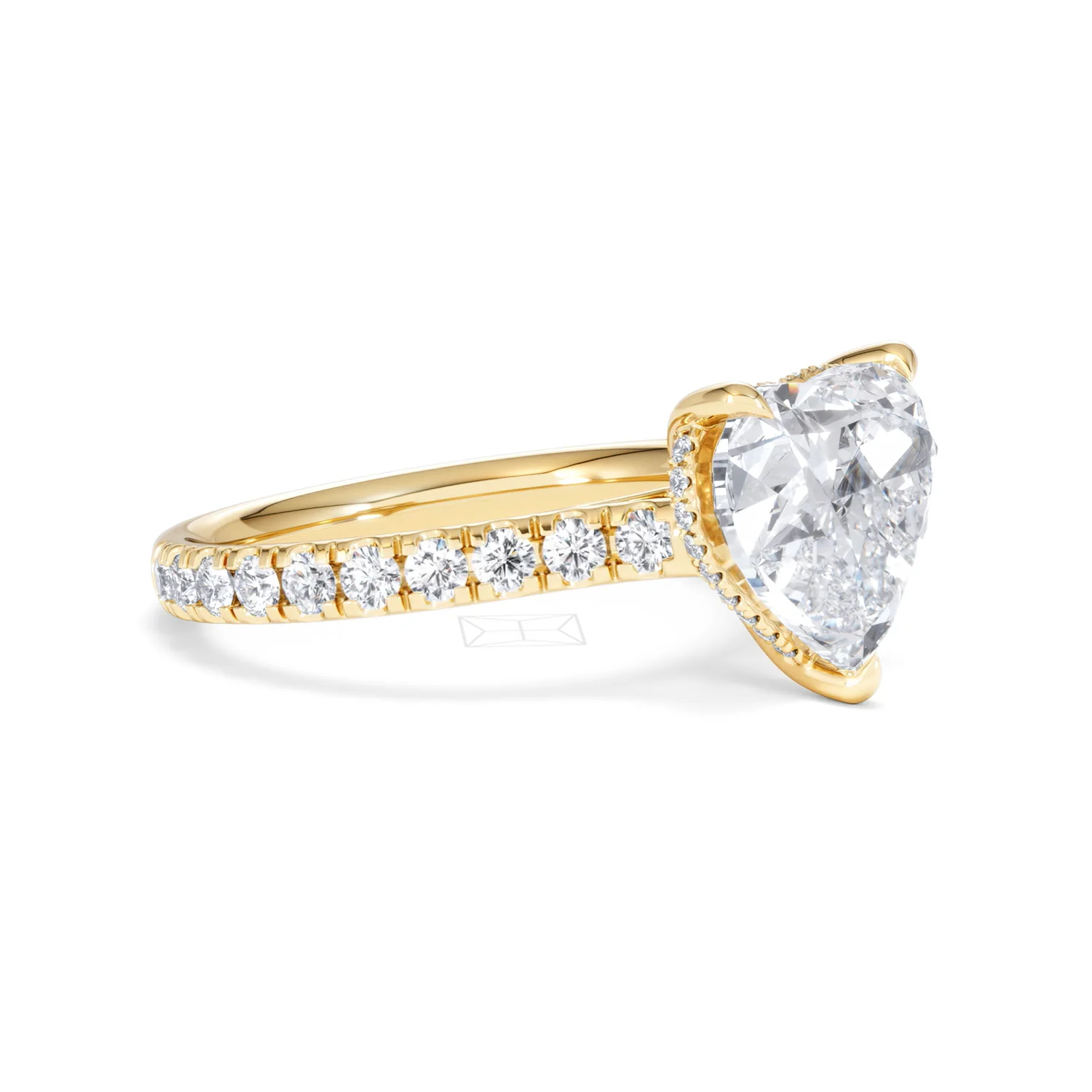 Amora Heart 3.36ct Hidden Halo Lab Diamond Engagement Ring With Side Stones Set in 18K Gold - Image 19