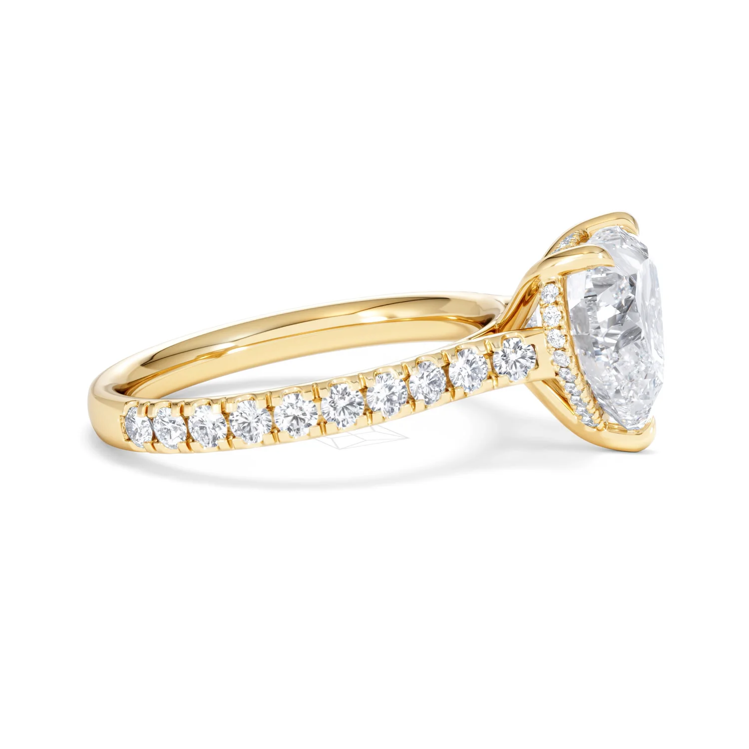 Amora Heart 3.36ct Hidden Halo Lab Diamond Engagement Ring With Side Stones Set in 18K Gold - Image 25