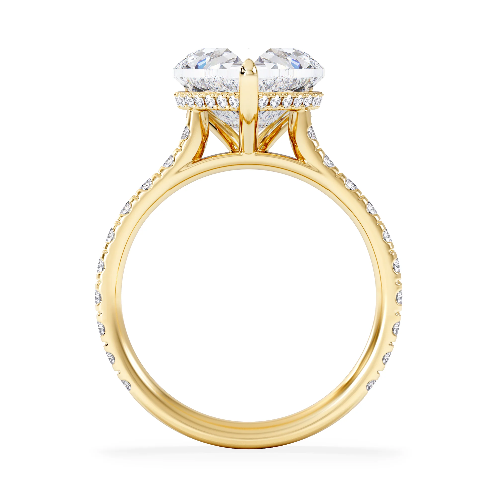 Amora Heart 3.36ct Hidden Halo Lab Diamond Engagement Ring With Side Stones Set in 18K Gold - Image 3