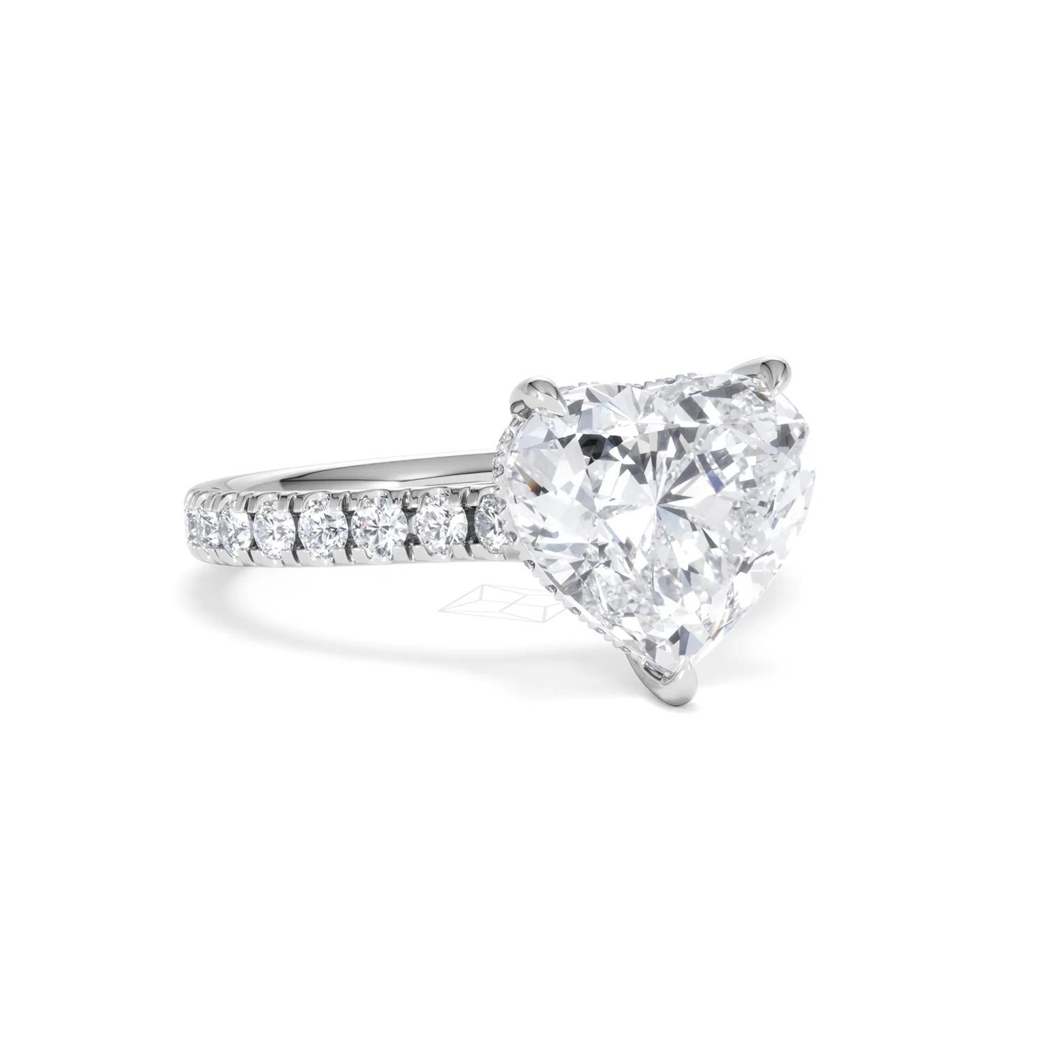 Amora Heart 3.36ct Hidden Halo Lab Diamond Engagement Ring With Side Stones Set in 18K Platinum - Image 13