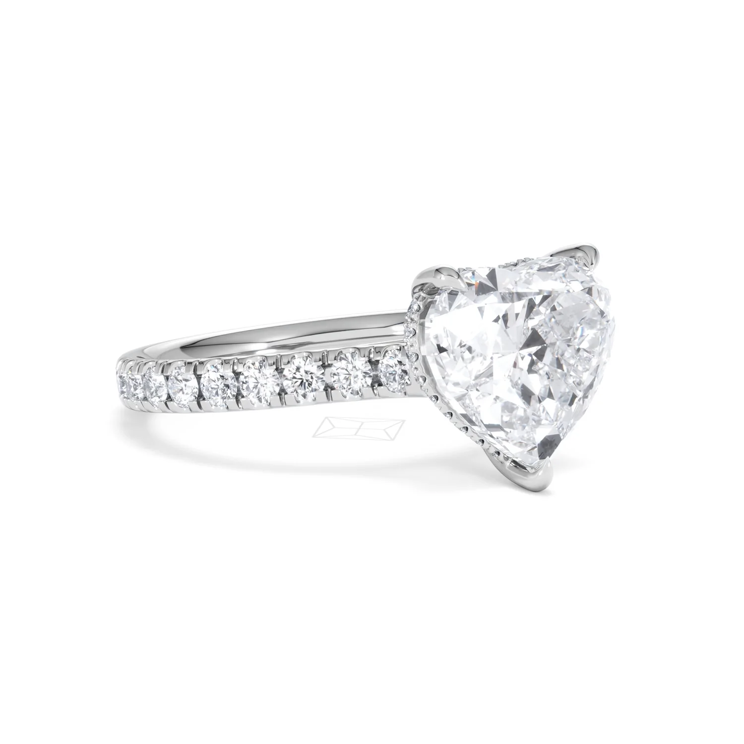Amora Heart 3.36ct Hidden Halo Lab Diamond Engagement Ring With Side Stones Set in 18K Platinum - Image 16
