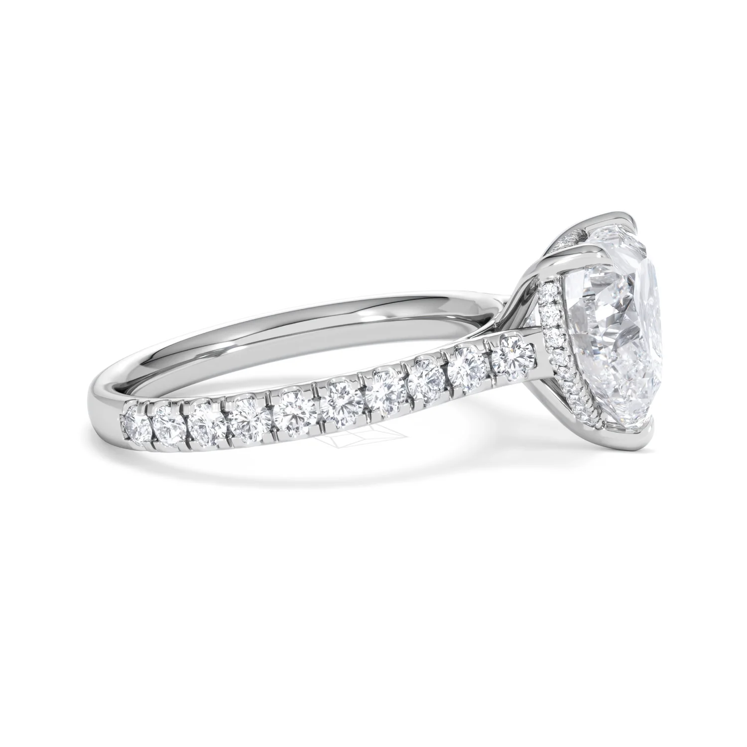 Amora Heart 3.36ct Hidden Halo Lab Diamond Engagement Ring With Side Stones Set in 18K Platinum - Image 25