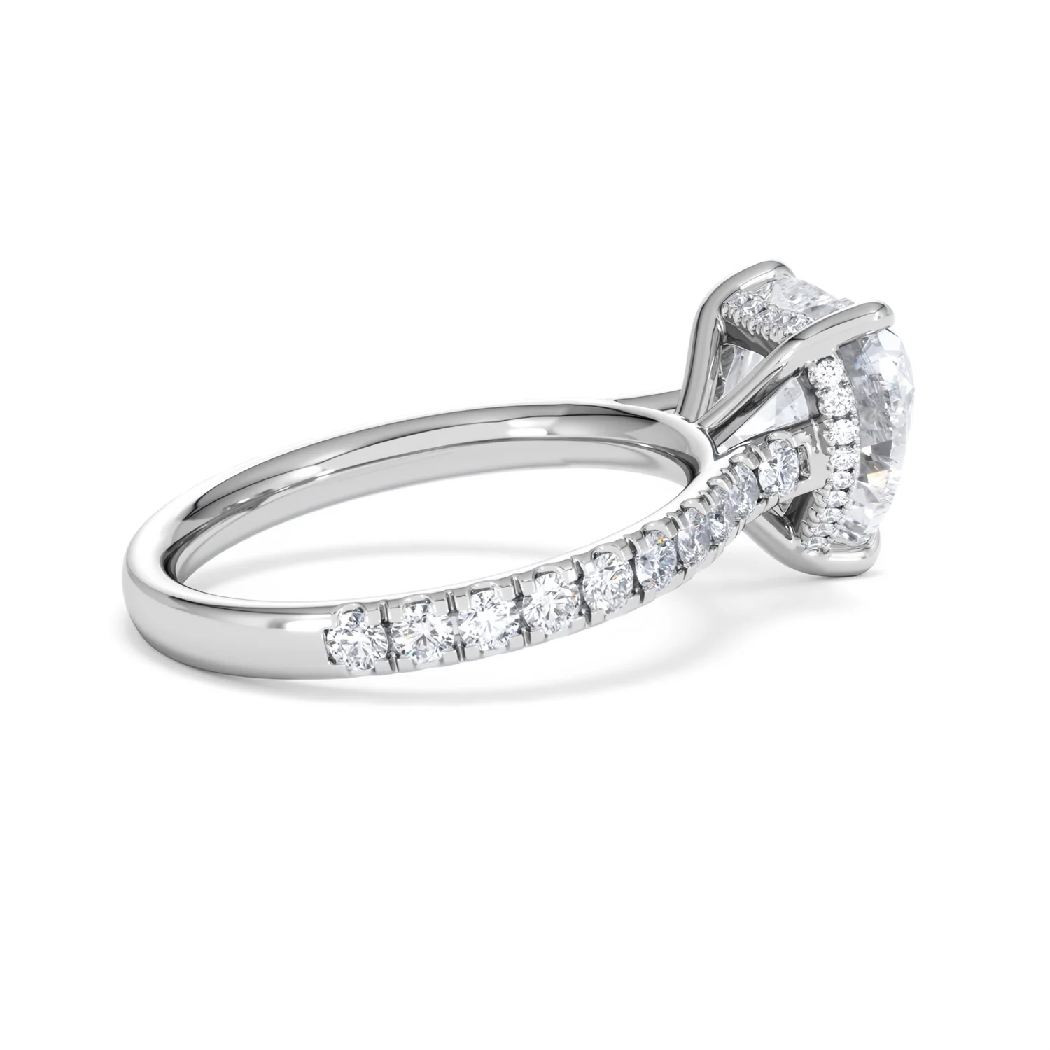 Amora Heart 3.36ct Hidden Halo Lab Diamond Engagement Ring With Side Stones Set in 18K Platinum - Image 33