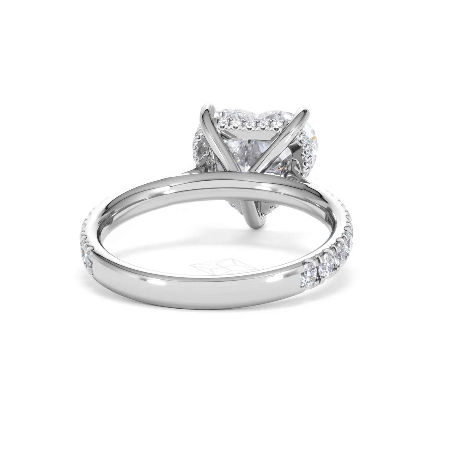Amora Heart 3.36ct Hidden Halo Lab Diamond Engagement Ring With Side Stones Set in 18K Platinum - Image 45