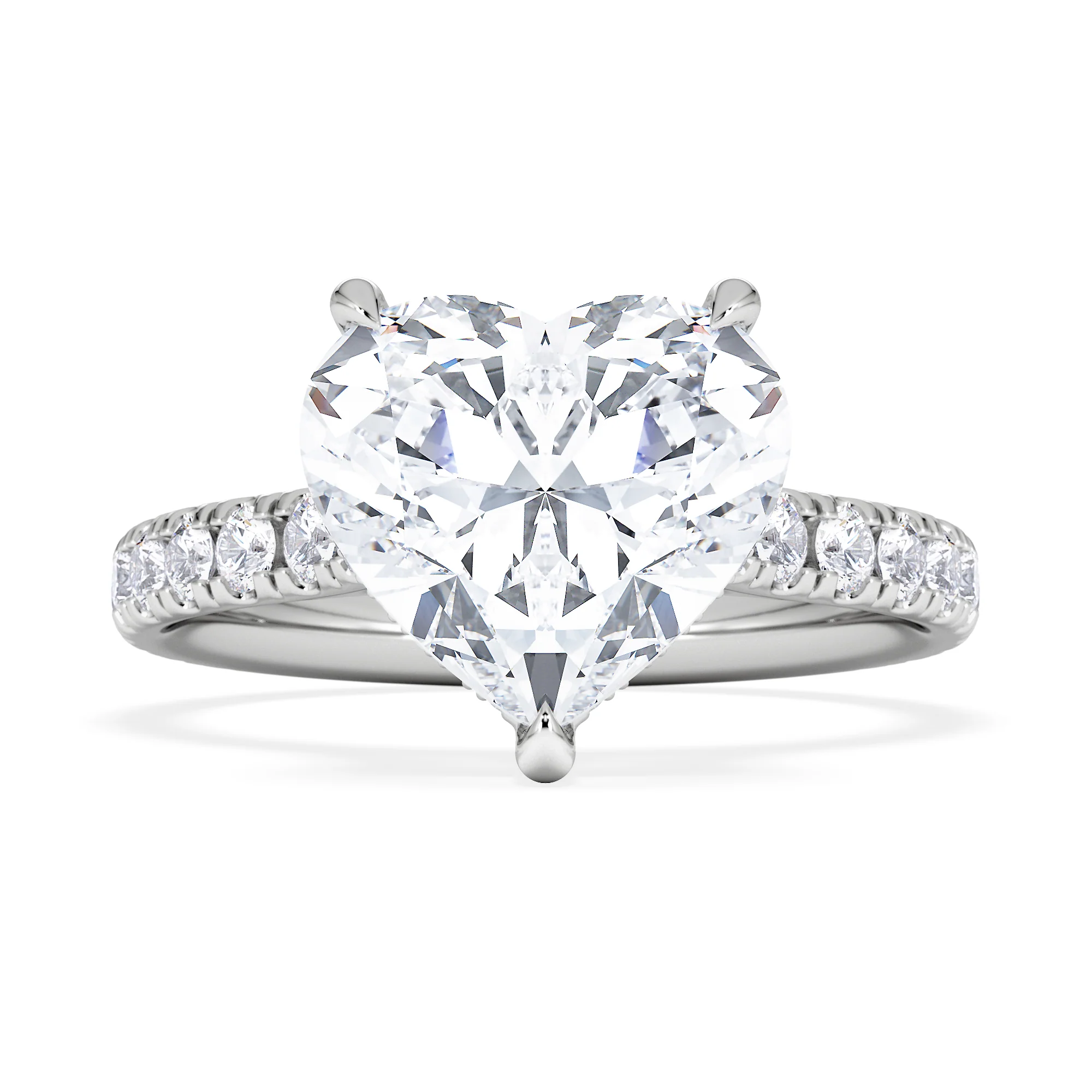Amora Heart 3.36ct Hidden Halo Lab Diamond Engagement Ring With Side Stones Set in 18K Platinum - Image 6